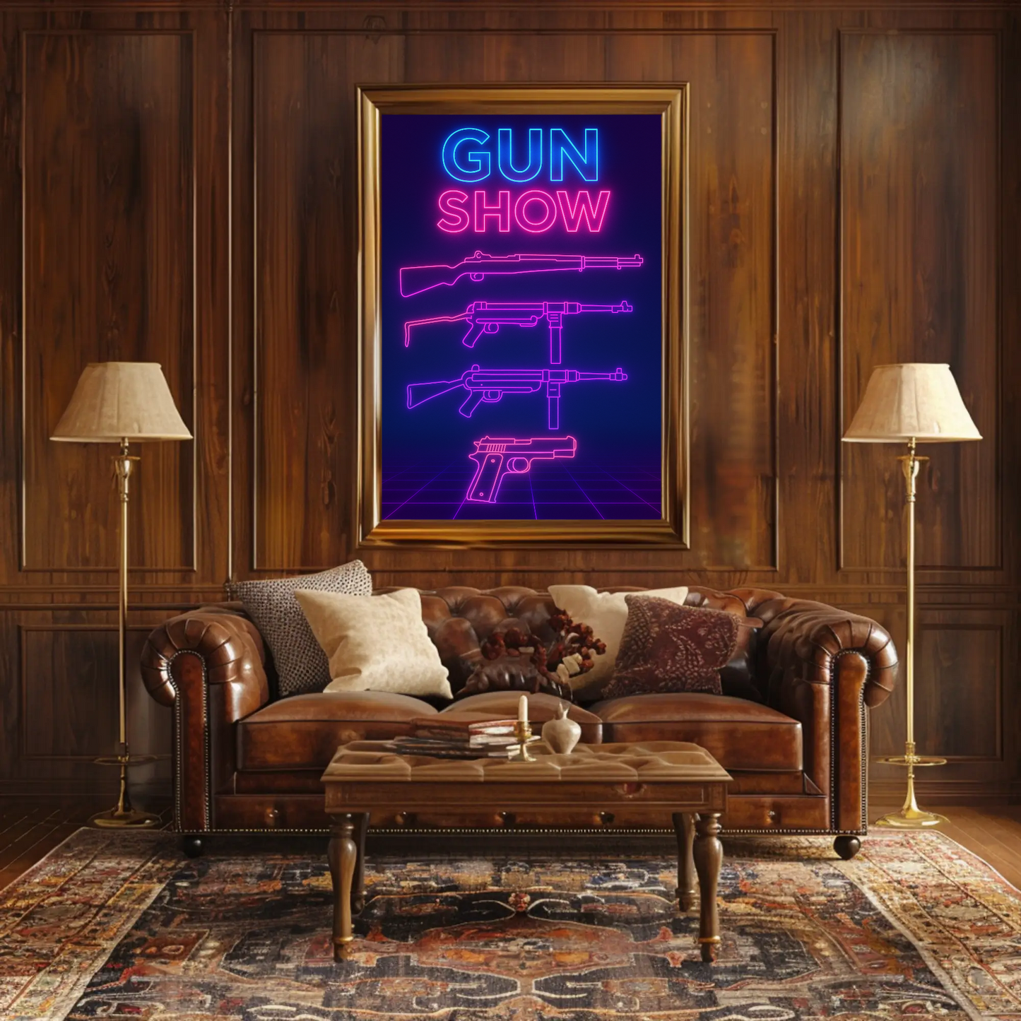 Gun Show Neon Firearm Poster