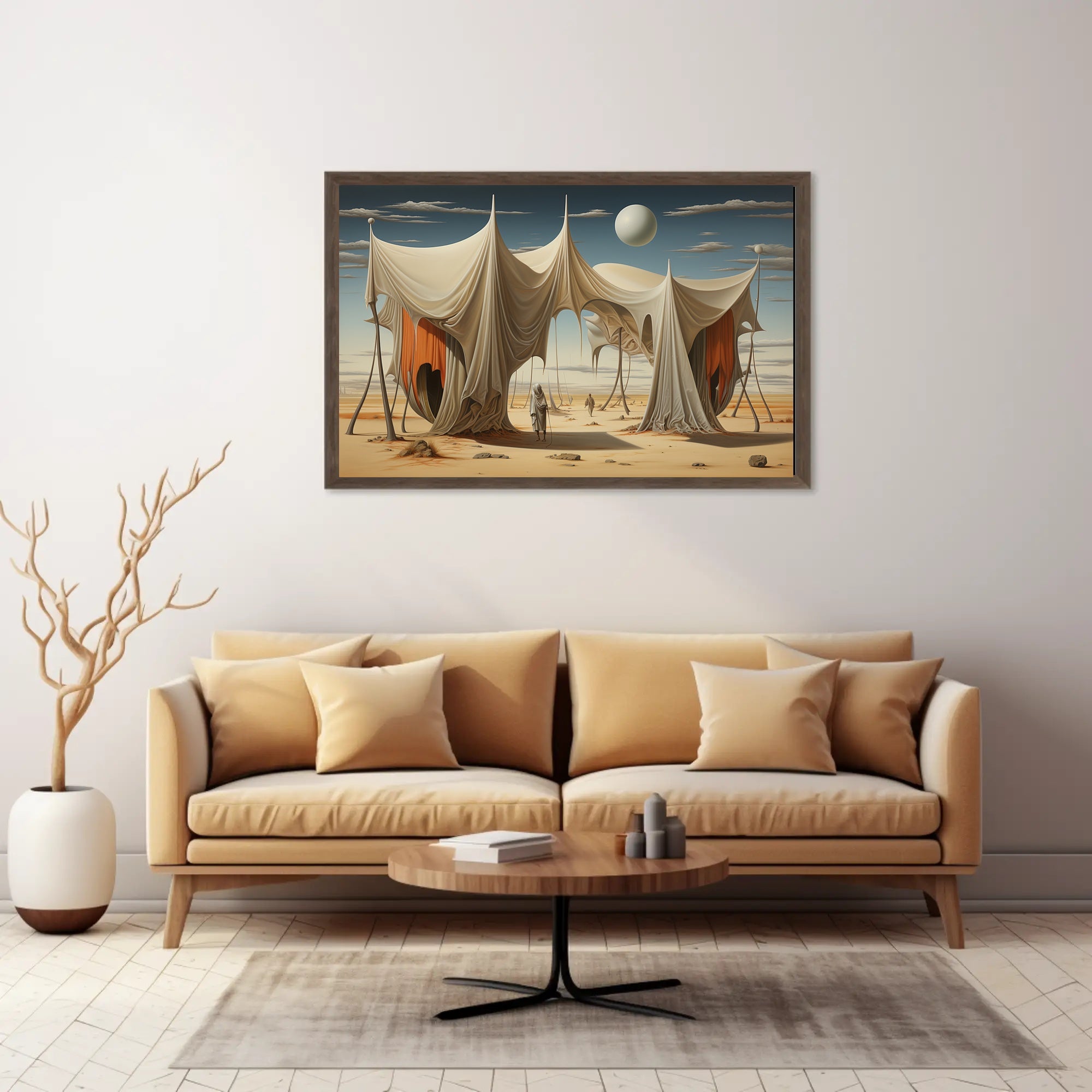 Surreal Desert Dreamscape in Futuristic Sci-Fi Poster