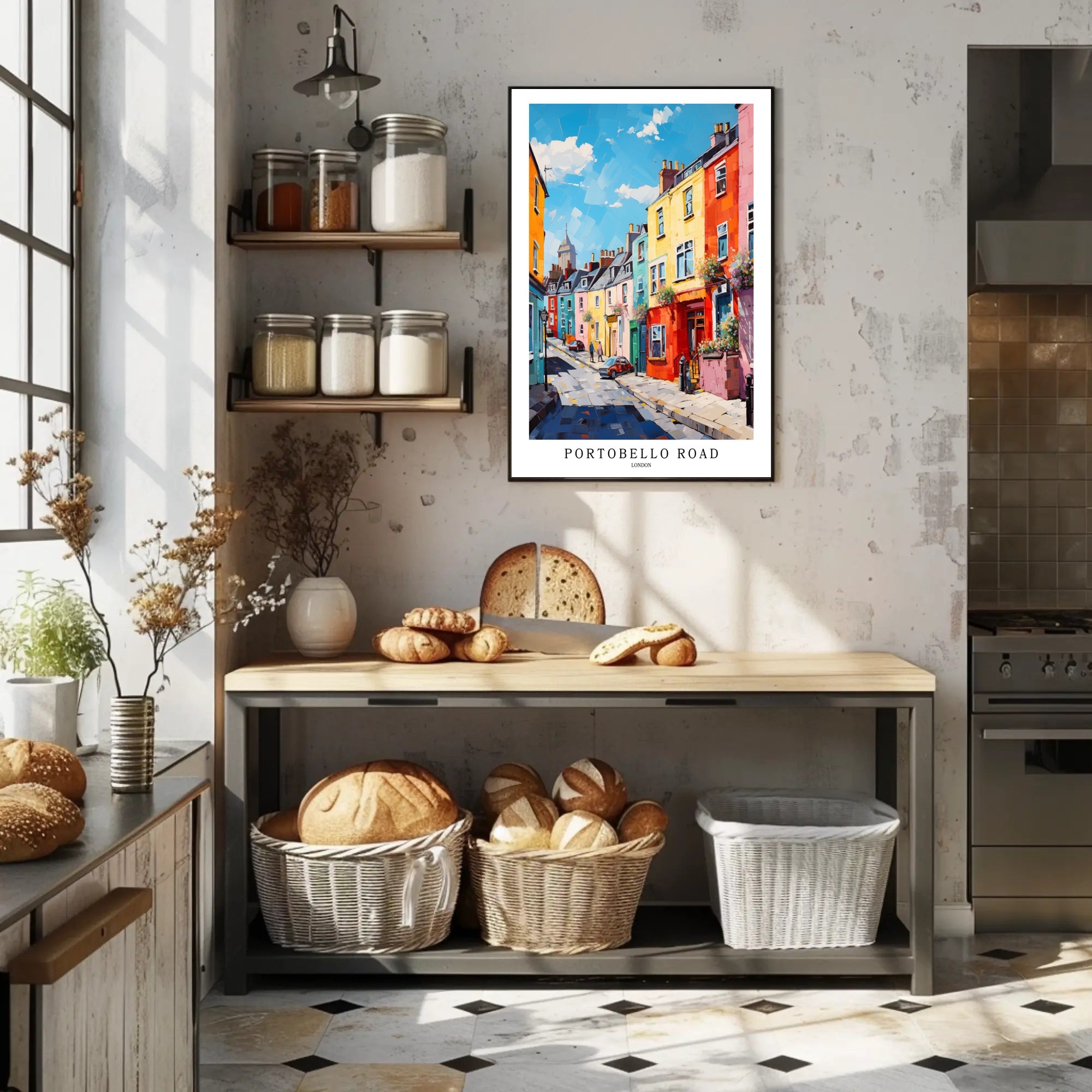 Portobello Road Impressionistic Urban or Cityscape Poster PosterGoat