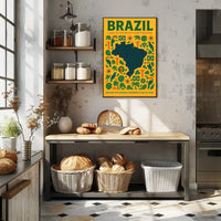 Brazil's Cultural Symbols Vibrant and Modern Poster PosterGoat