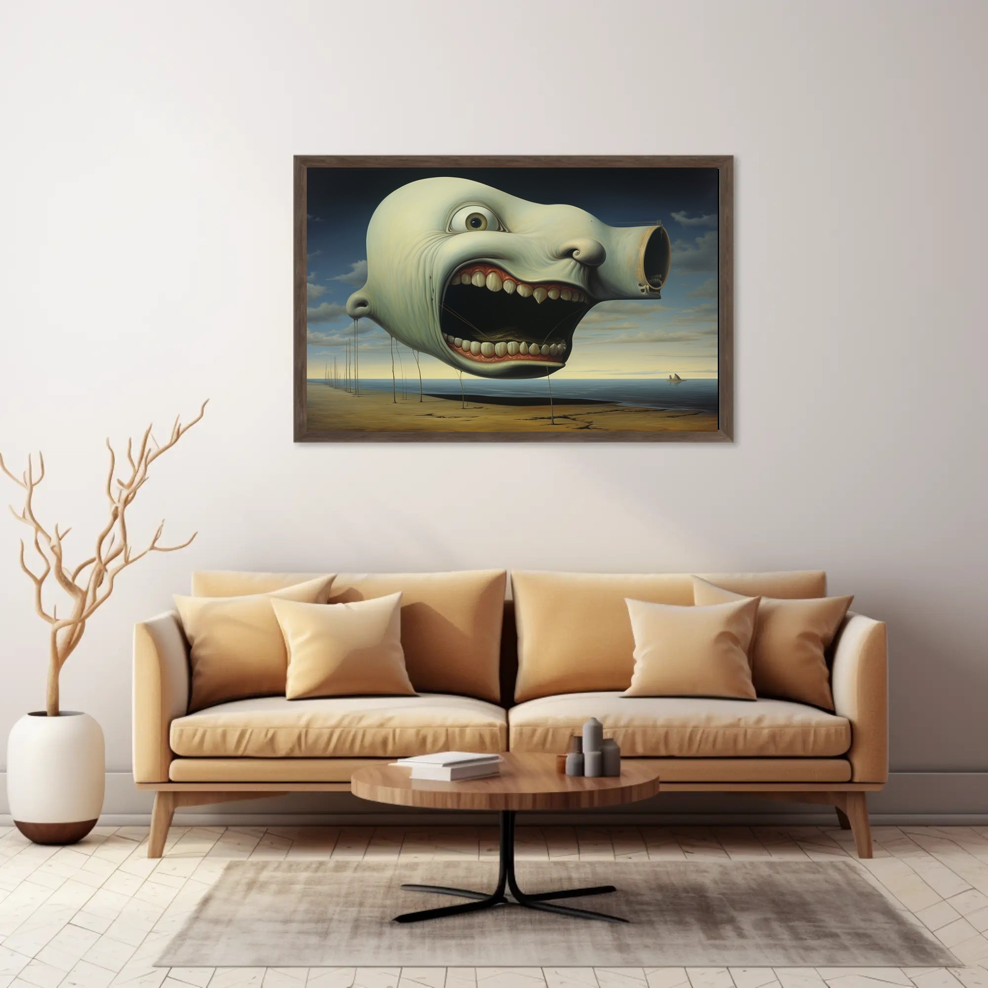 Surreal Floating Head Seaside Abstract Artistic Poster