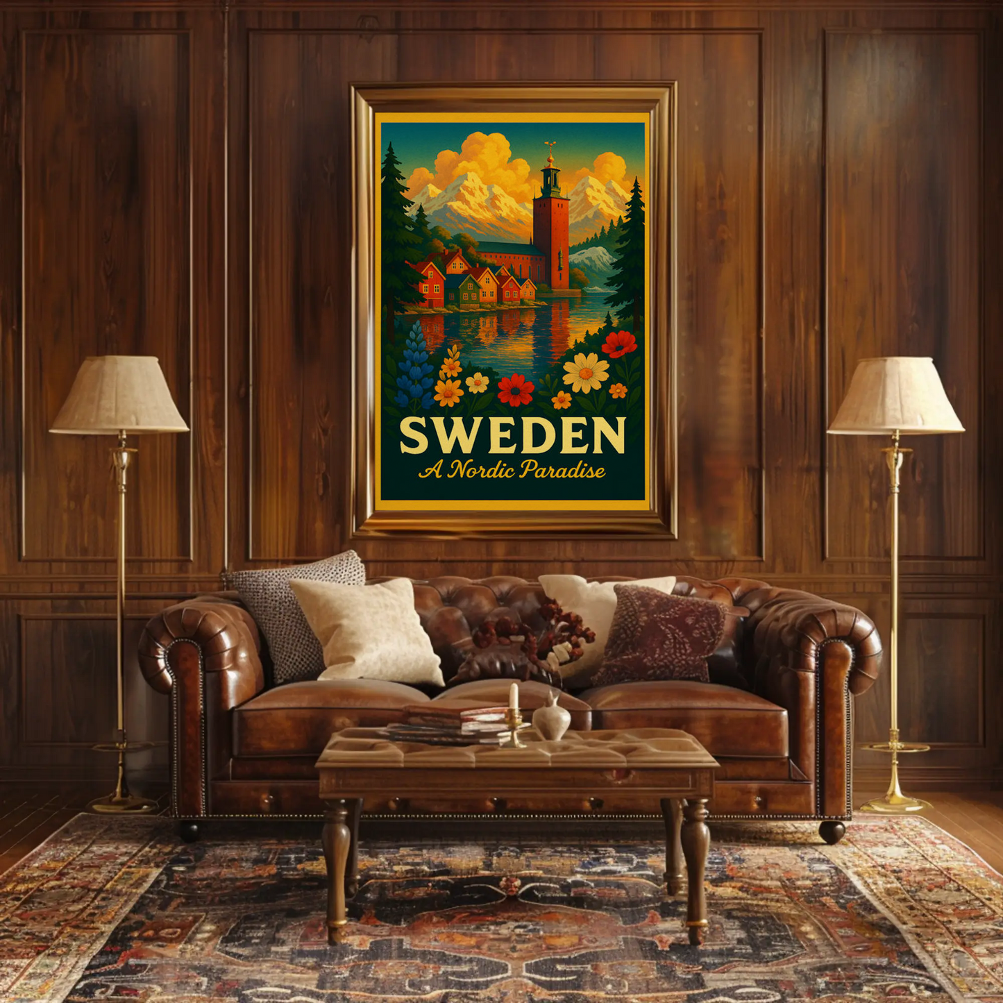 Sweden Nordic Paradise Mountains Lakes Flowers Poster