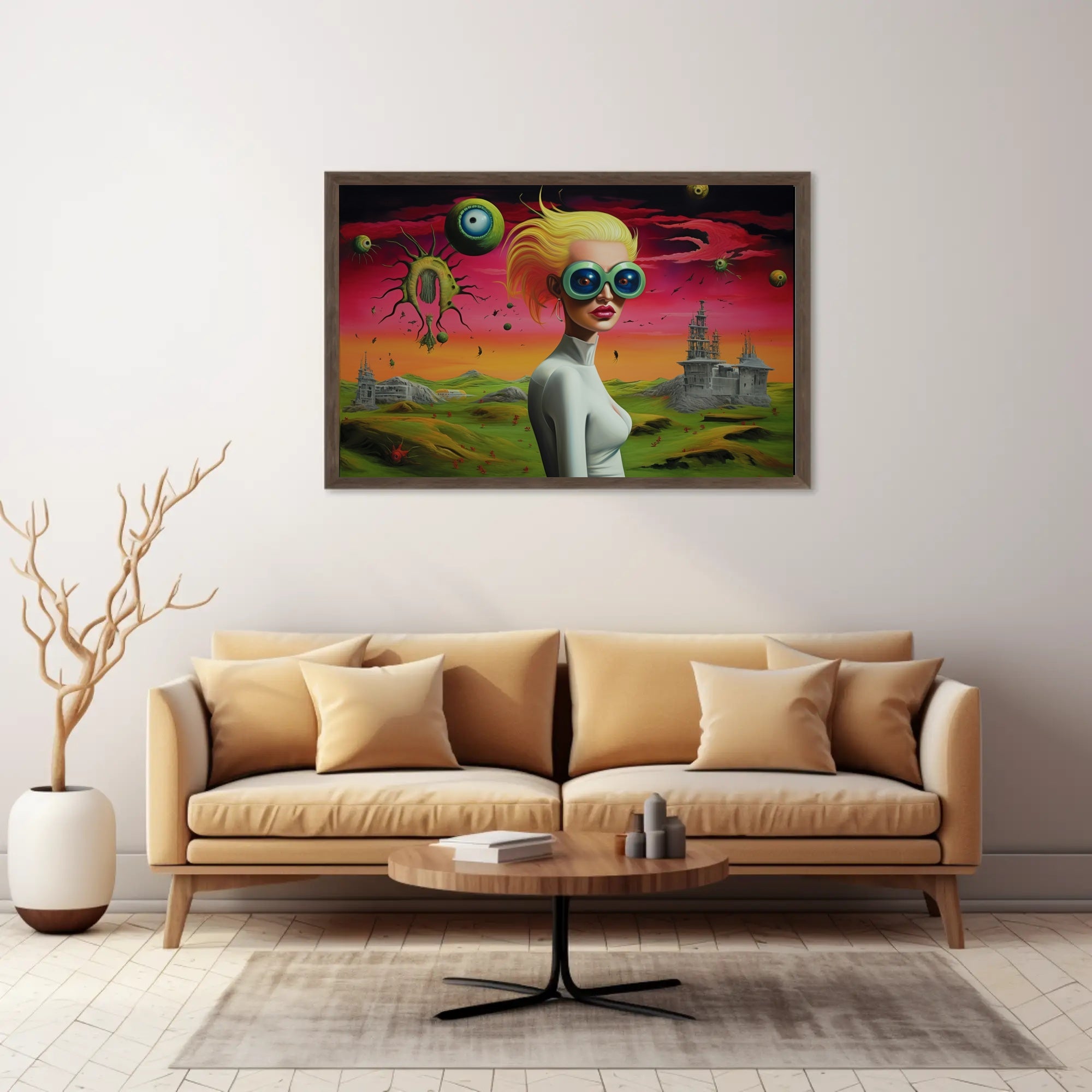 Futuristic Visionary Woman in Surreal Sci-Fi Poster