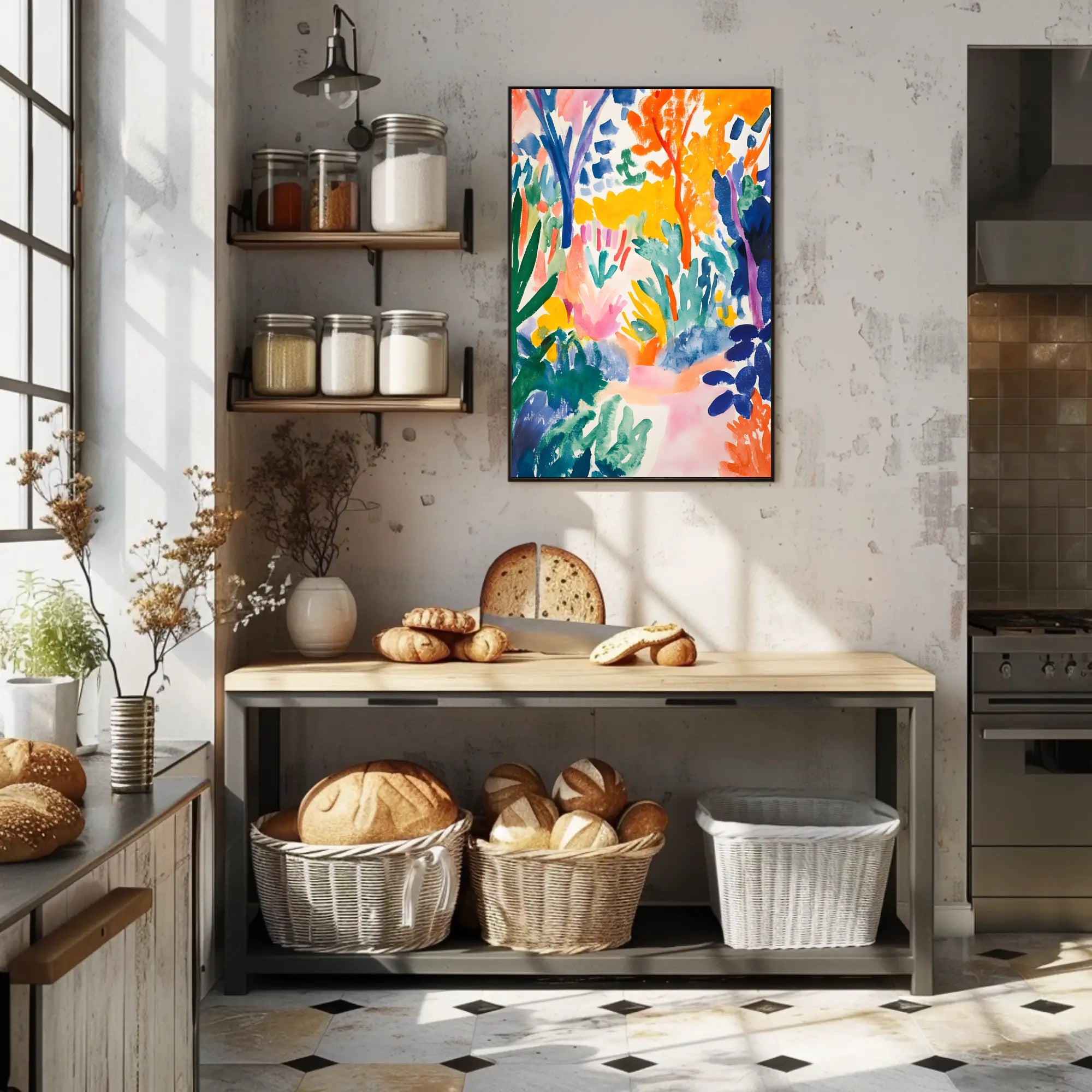 Vibrant Watercolor Forest Scene Abstract, Artistic, or Pop Culture Poster