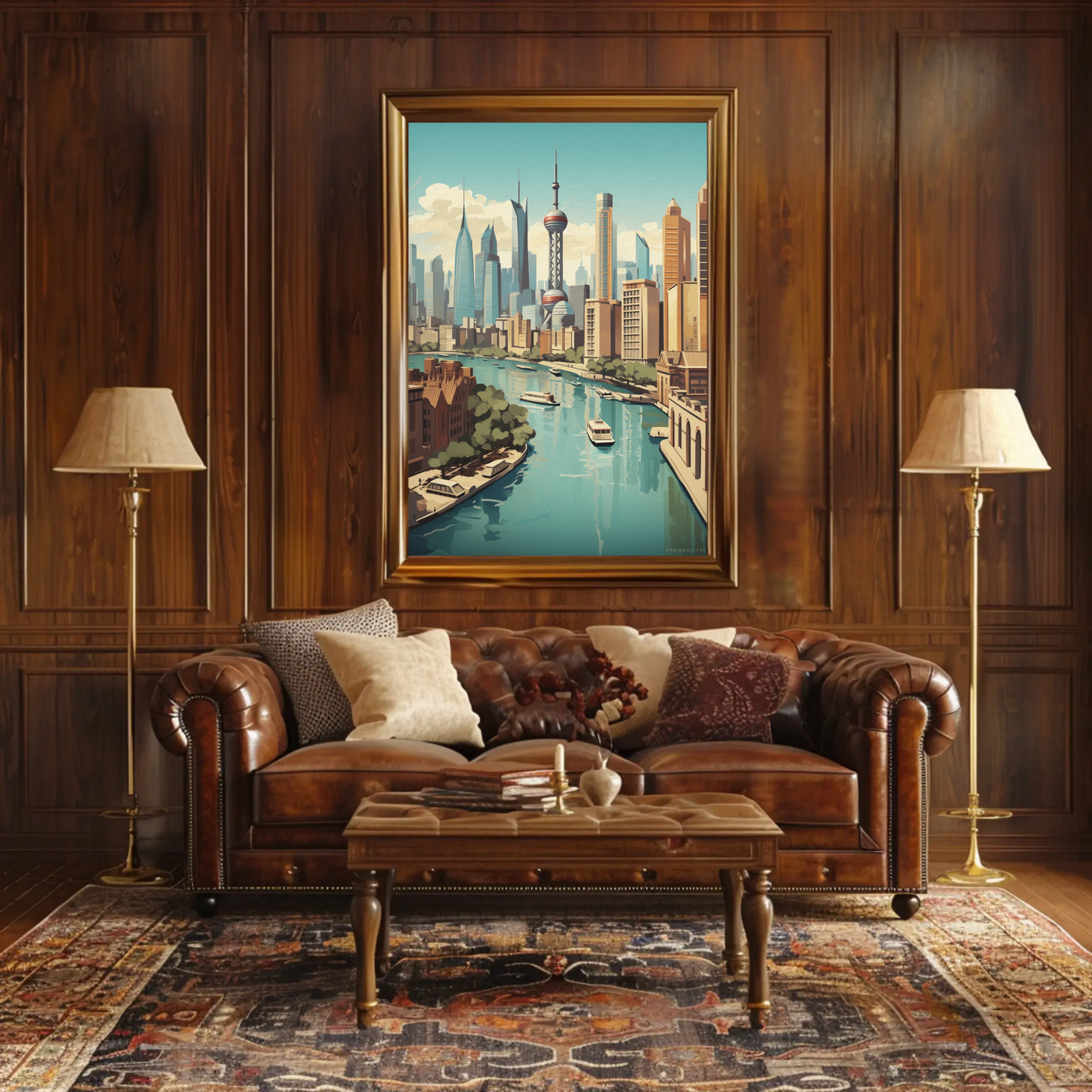 Shanghai Modern Skyline and River Travel Poster