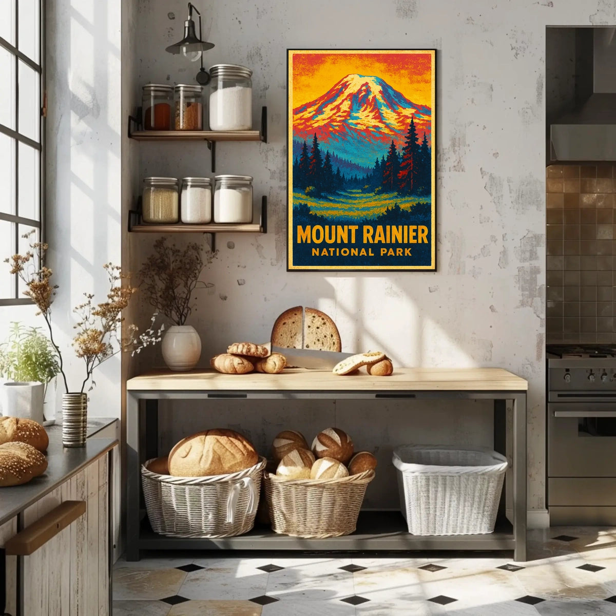 Mount Rainier Wanderer Vintage Travel Poster