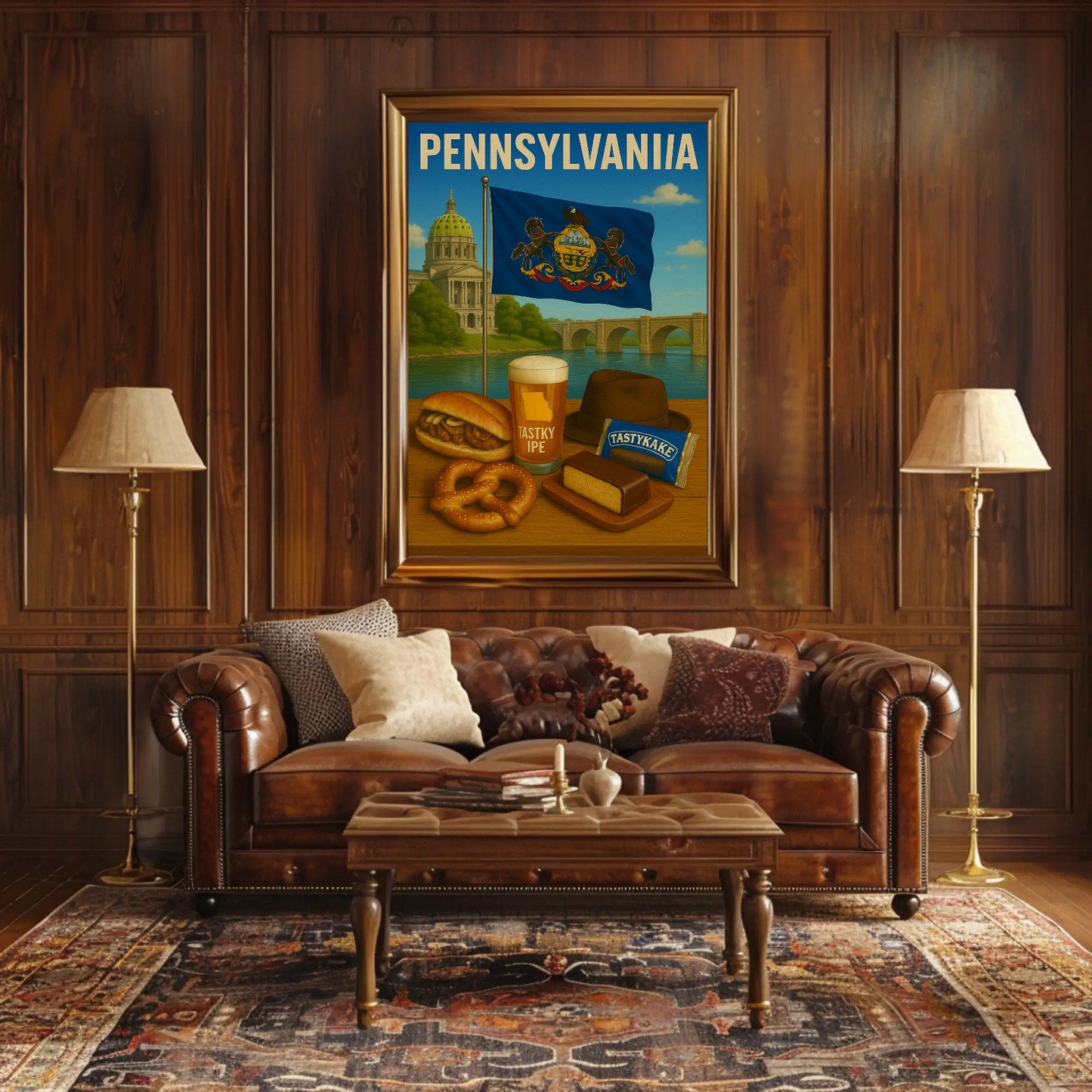 Pennsylvania Pretzel TastyKake Capitol Sandwich Travel Poster