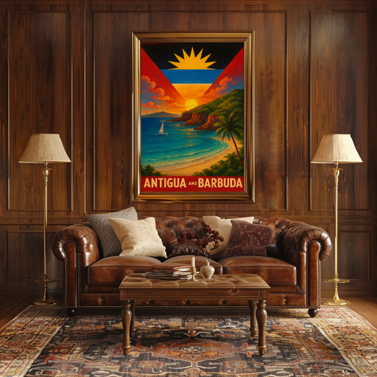 Tropical Paradise Antigua and Barbuda Travel Poster