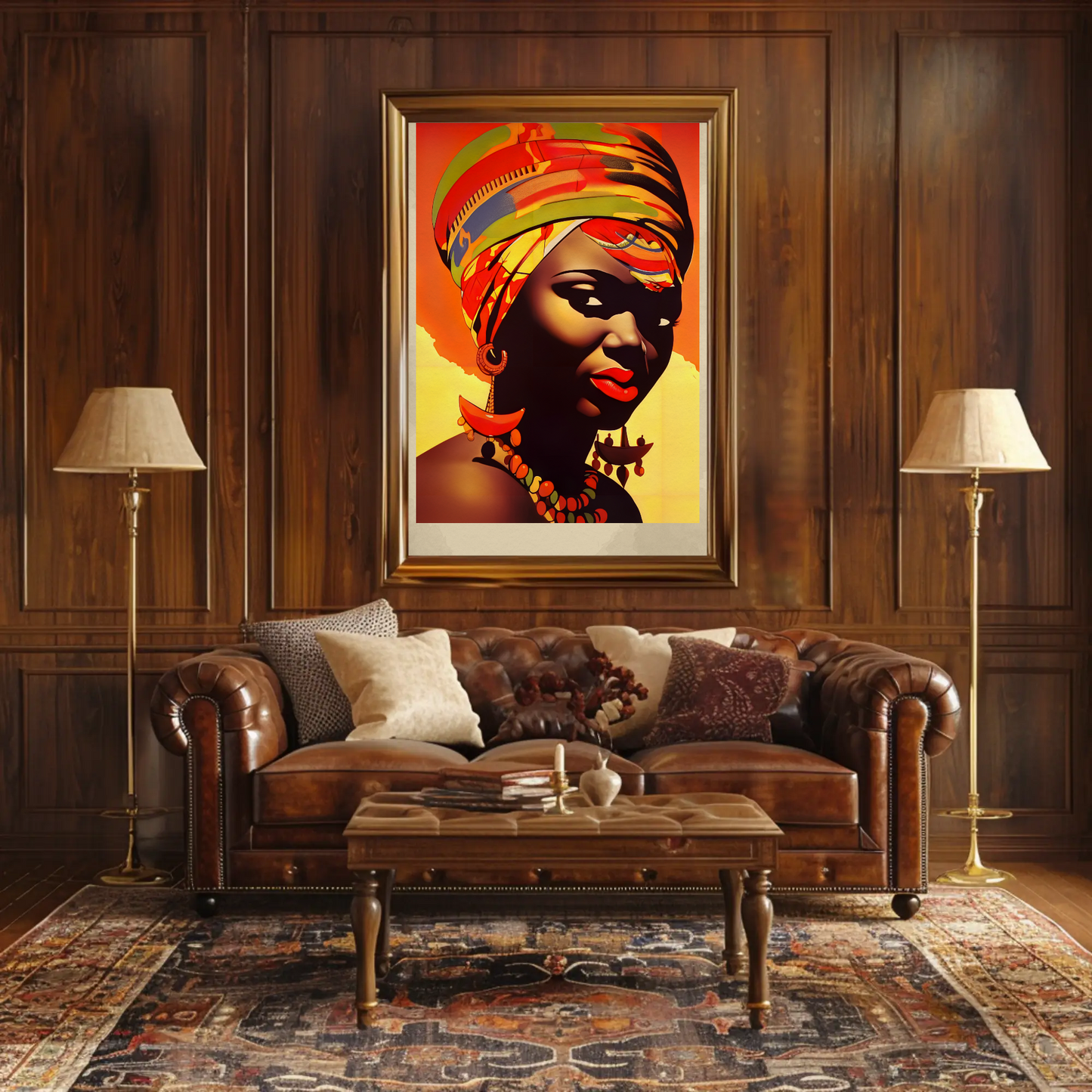 Bold African Woman Closeup Tribal Style Travel Poster