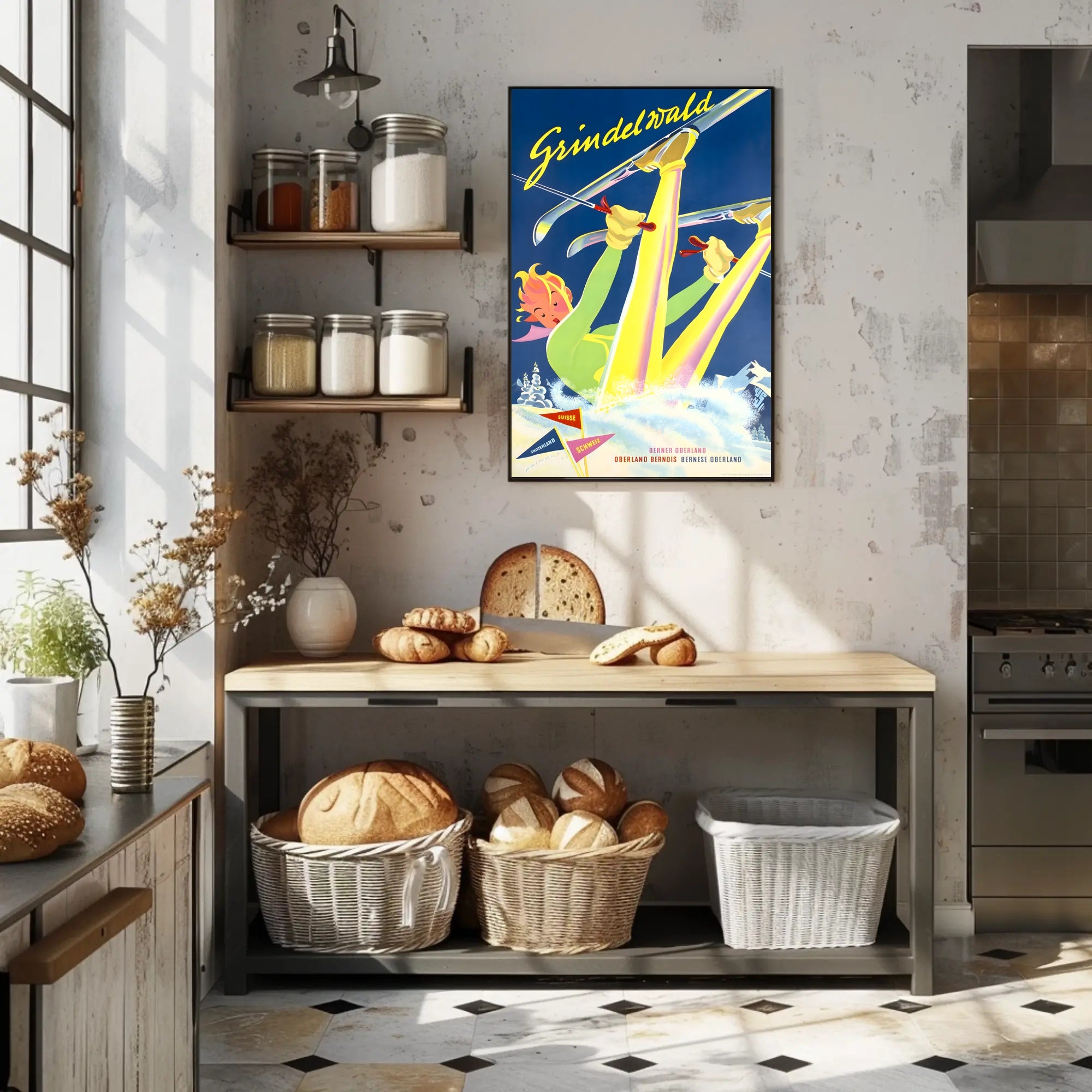 Swiss Ski Adventure Vintage Travel Poster PosterGoat