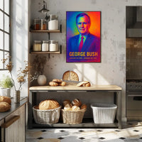 George H. W. Bush 41st President of the United States Neon Gradient Overlay Poster