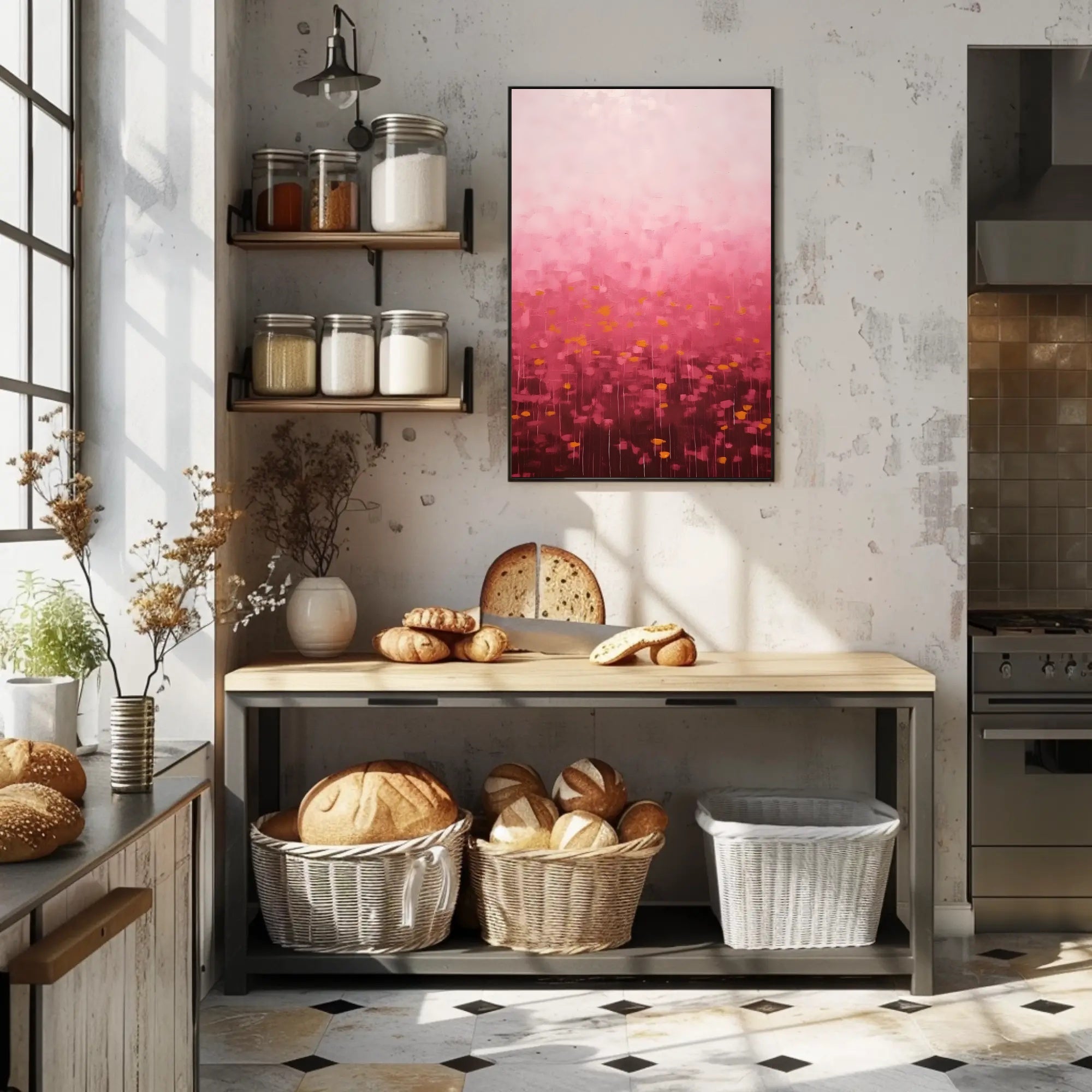 Abstract Pink Landscape Poster Modern Wall Art