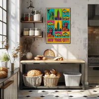New York City Pop Art Cityscape Poster Abstract Wall Art