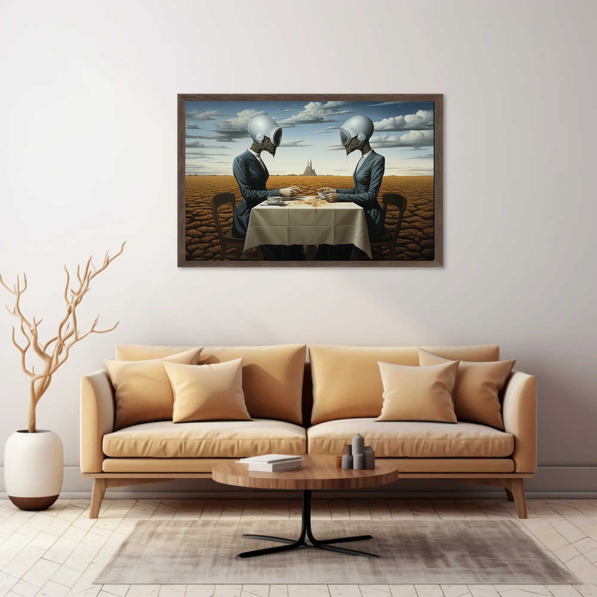 Surreal Tea Ceremony in Futuristic Sci-Fi Poster