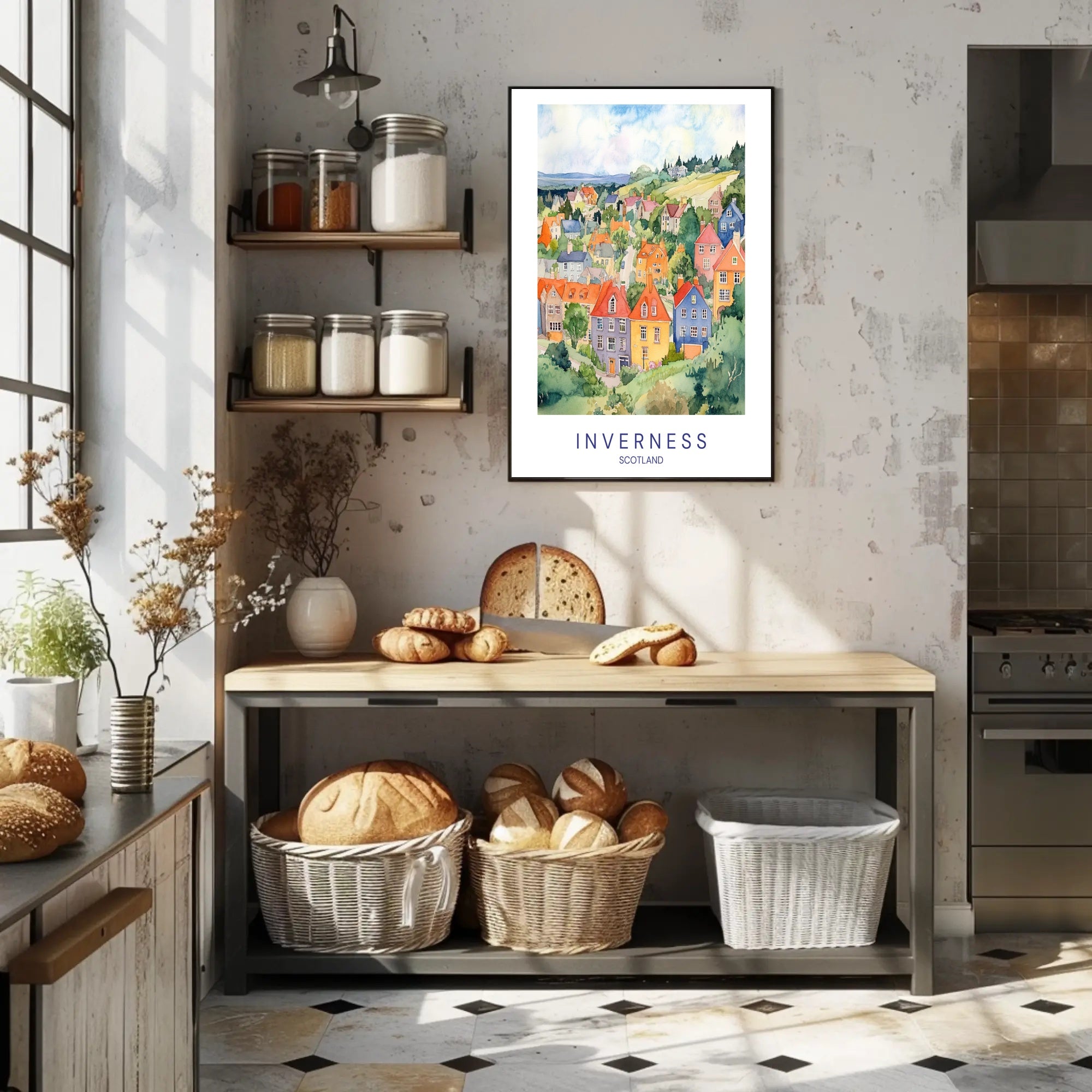 Inverness Scenic Illustration Poster PosterGoat