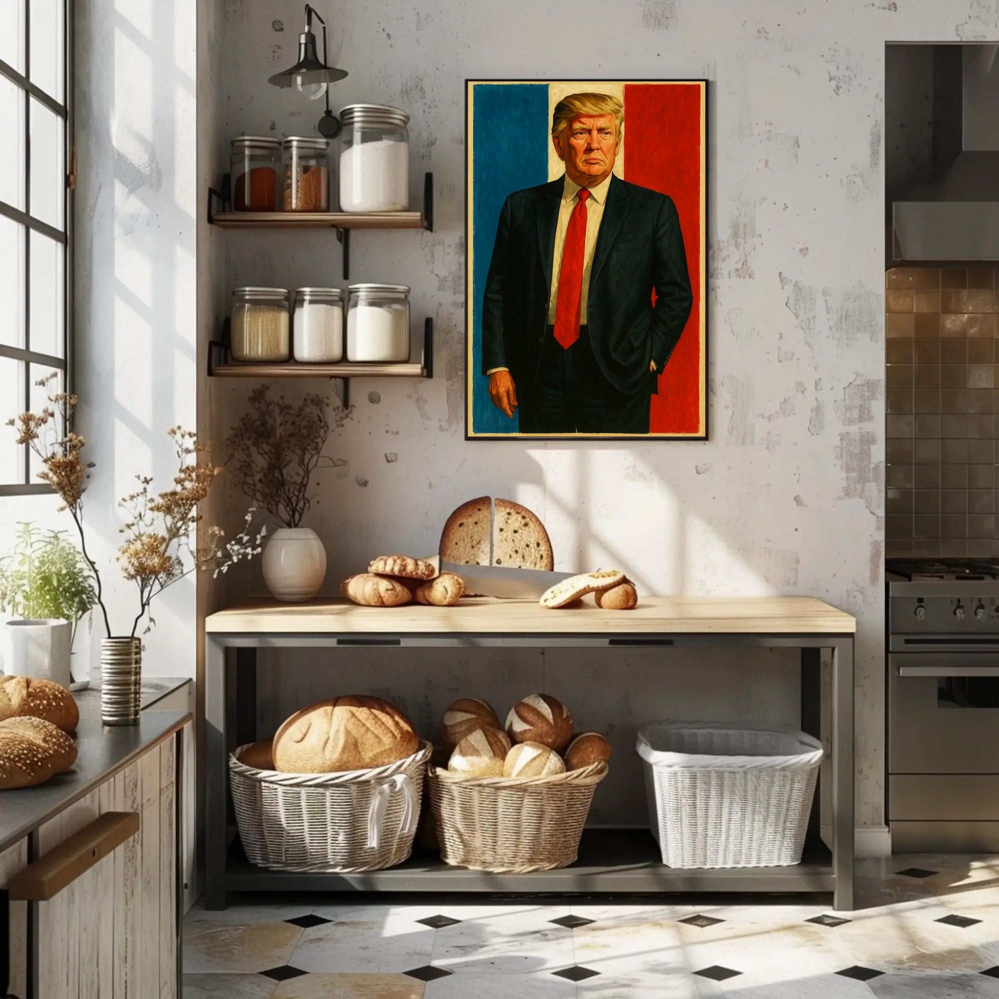 Presidential Portrait in Red, White, and Blue Poster PosterGoat