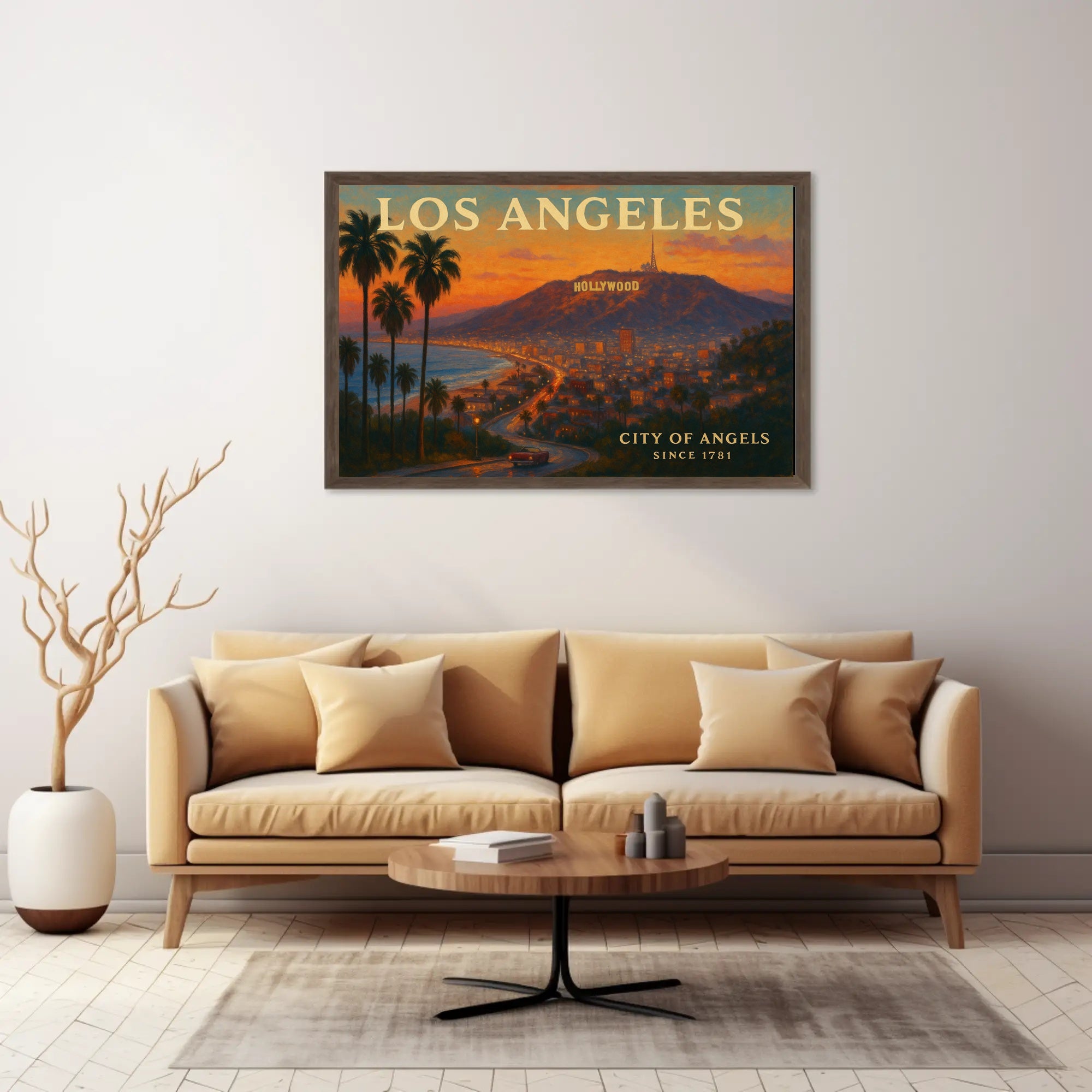 Los Angeles Sunset Travel Poster Wall Art