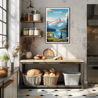 Glacier National Park Travel Poster Vintage Print