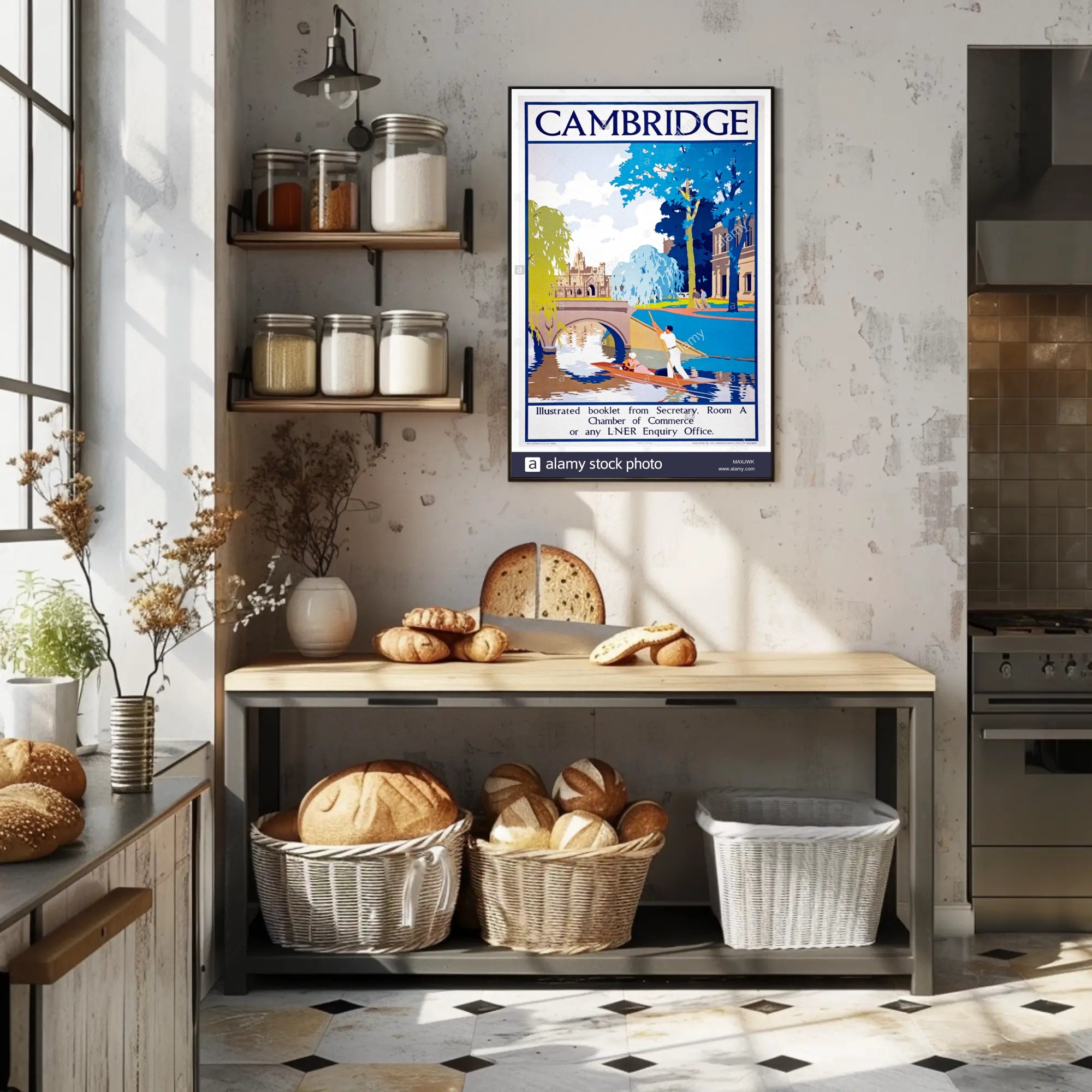 Vintage Cambridge Travel Scene with Punting on the River Travel Poster PosterGoat