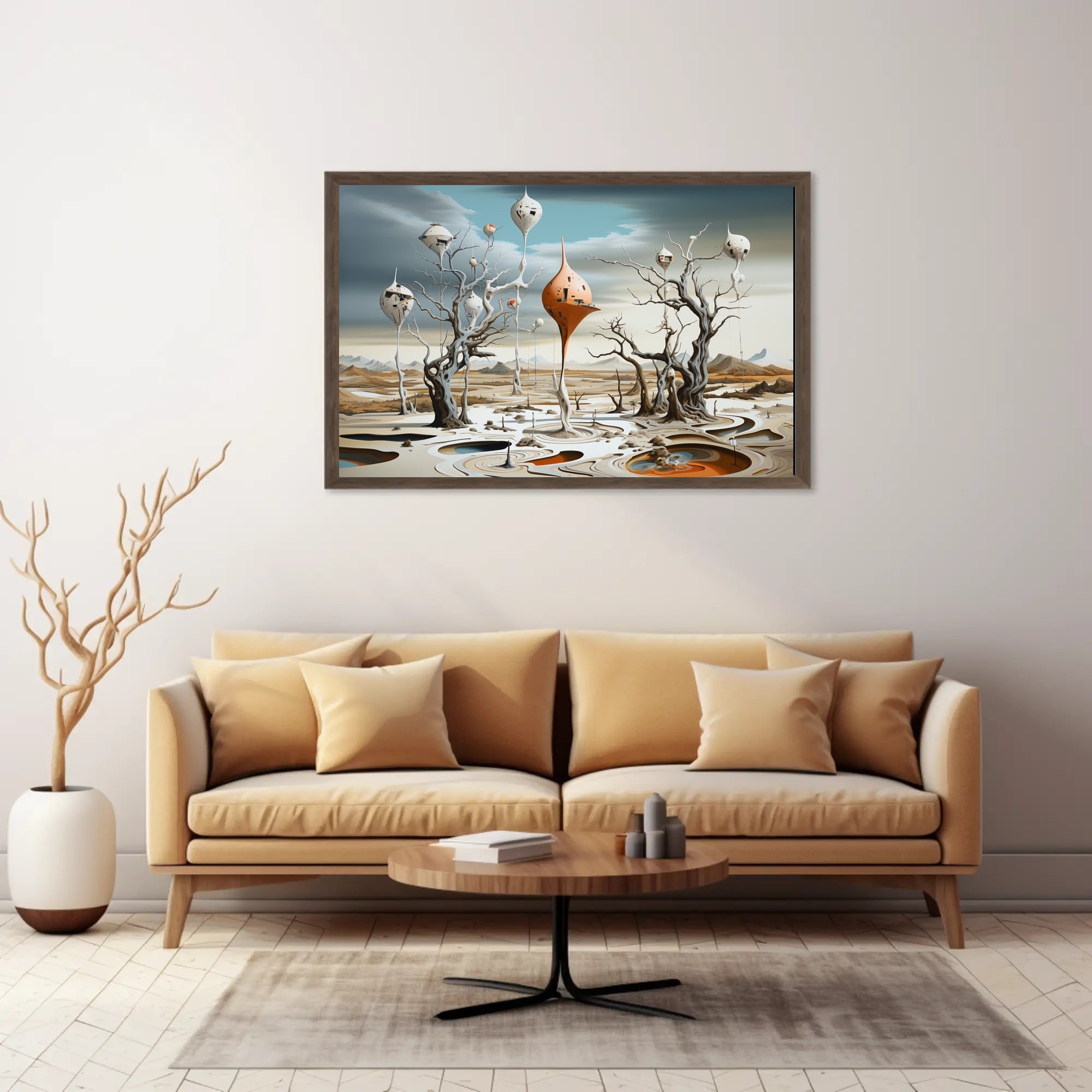 Surreal Landscape with Futuristic Tree-Pods: Sci-Fi Poster