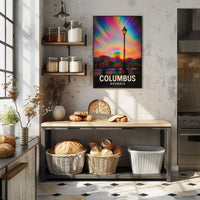 Columbus Georgia Vibrant View Travel Cityscape Impressionism Digital Painting Decor Poster