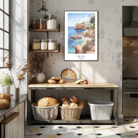 Ibiza Coastal Serenity Vintage Travel Poster PosterGoat
