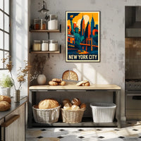 New York City Landmarks Vibrant Poster Modern Wall Art