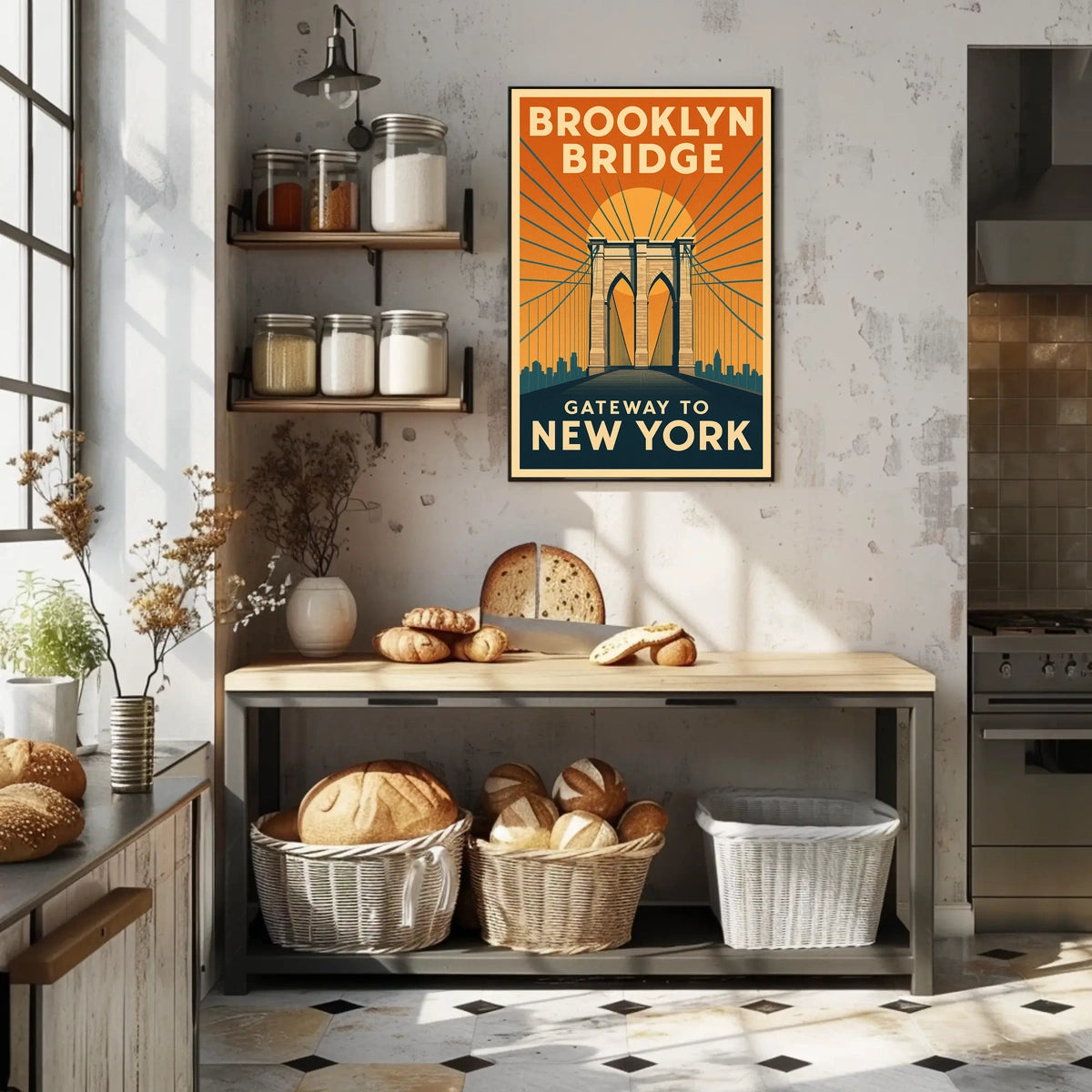 Brooklyn Bridge Gateway Poster Modern Travel Wall Art