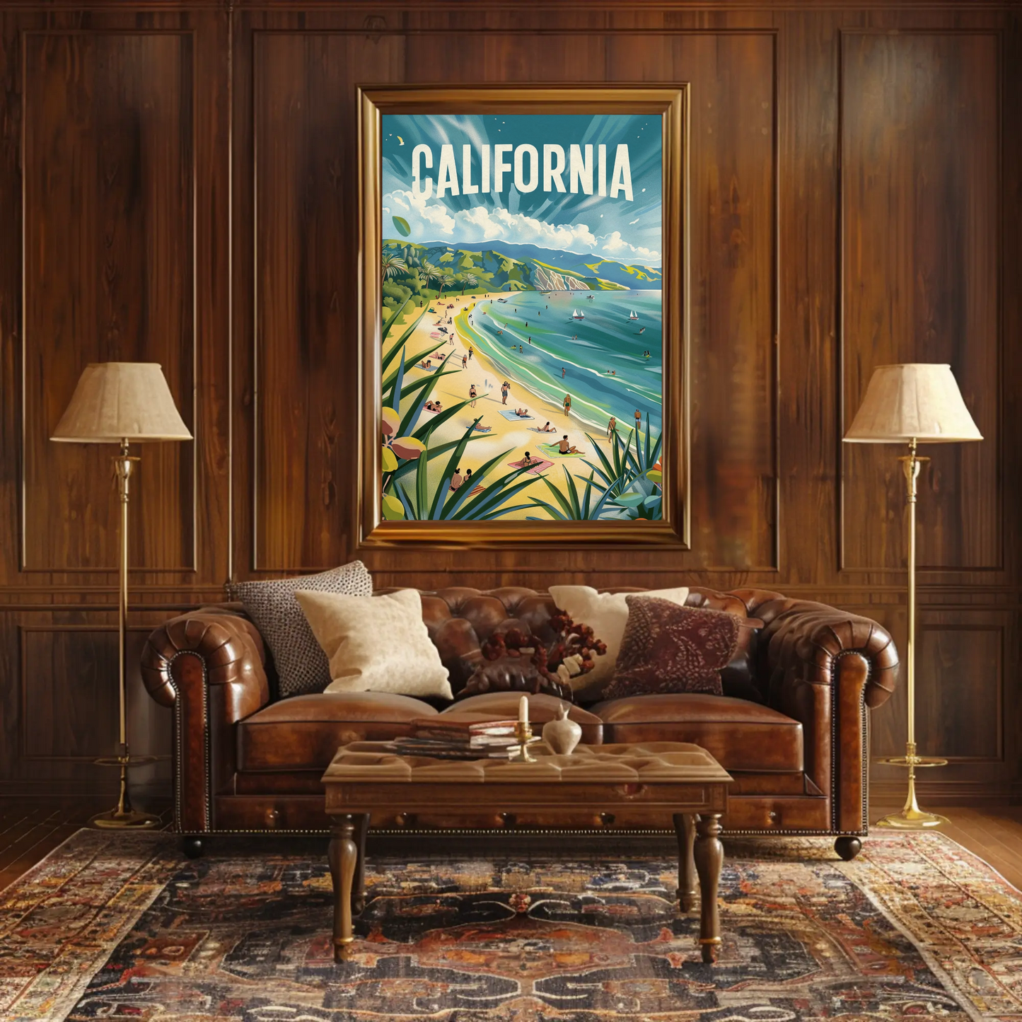 California Dream Coastline Beach Day Travel Poster