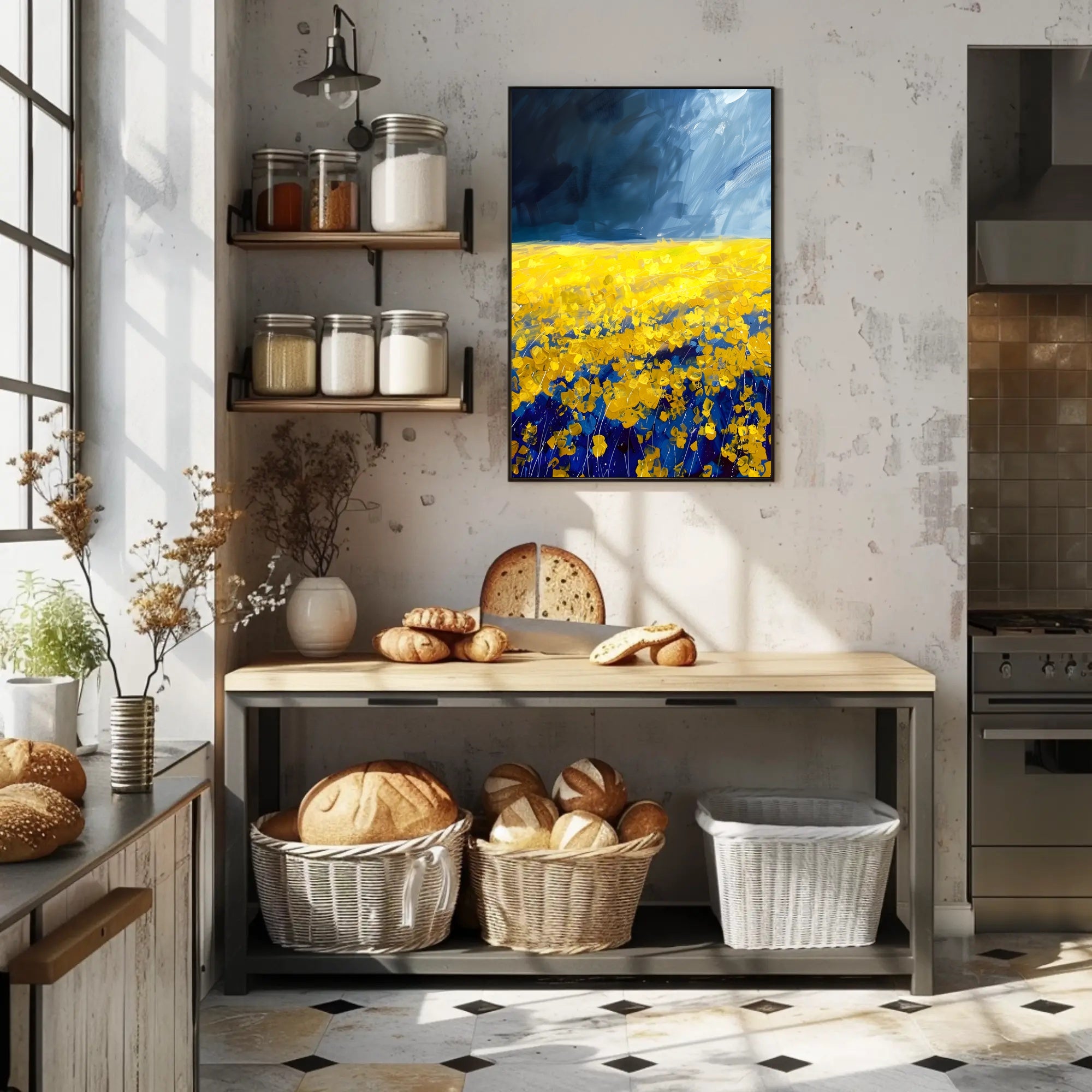 Abstract Landscape Poster Yellow And Blue