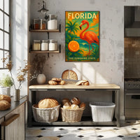 Florida Poster Sunshine State Flamingo Beach Wall Decor