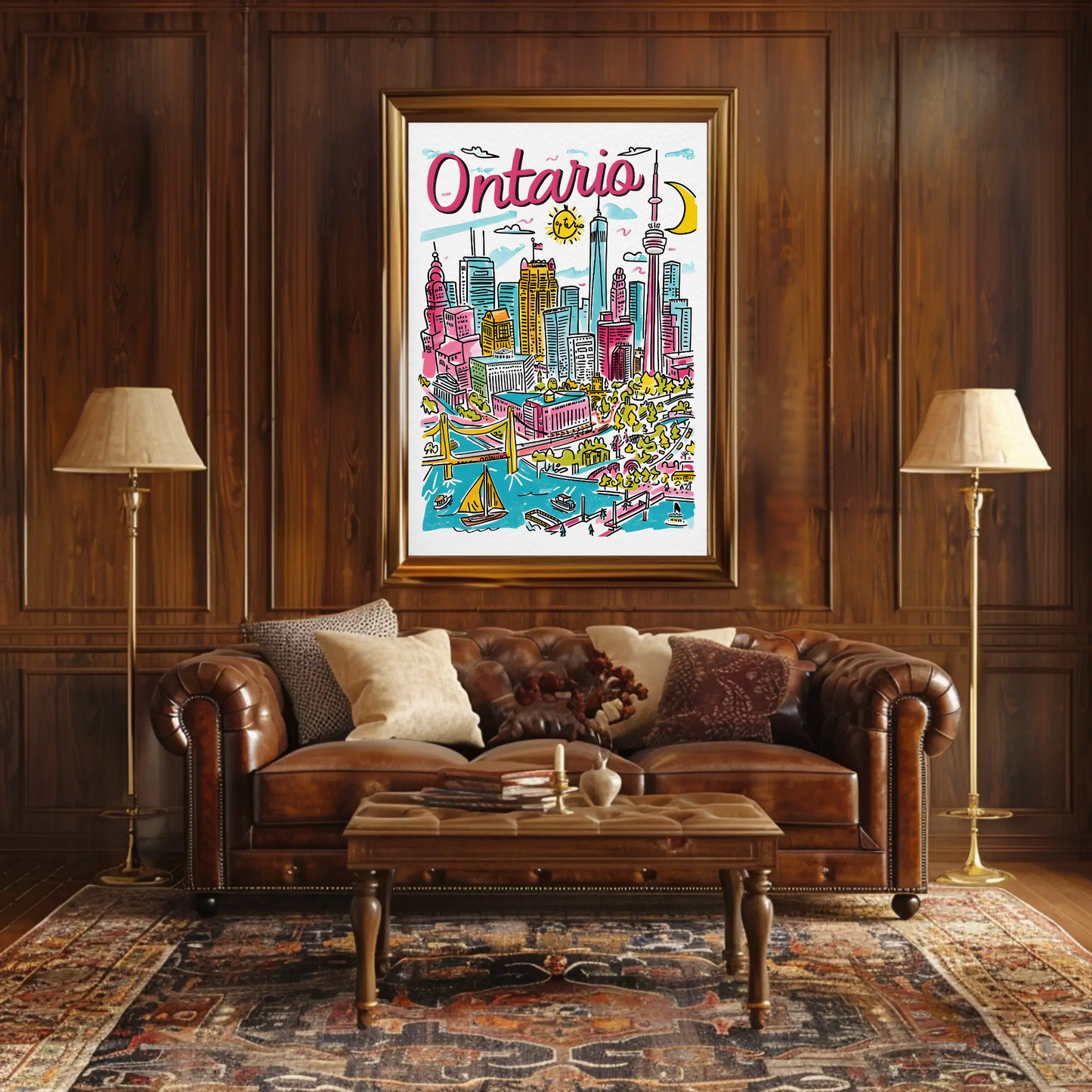 Ontario Canada Skyline and Harbor Travel Poster