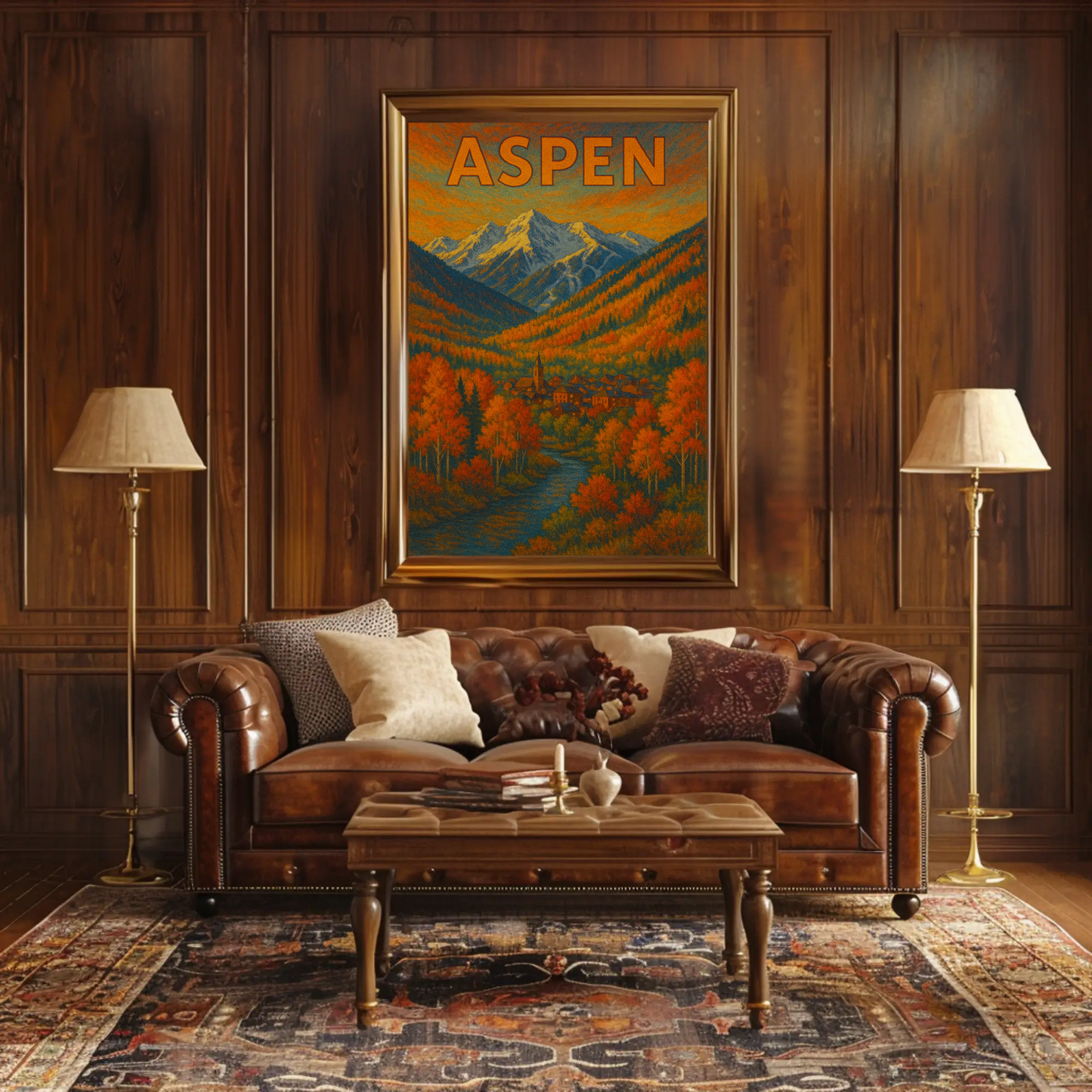 Aspen Autumn Mountain Town Travel Poster