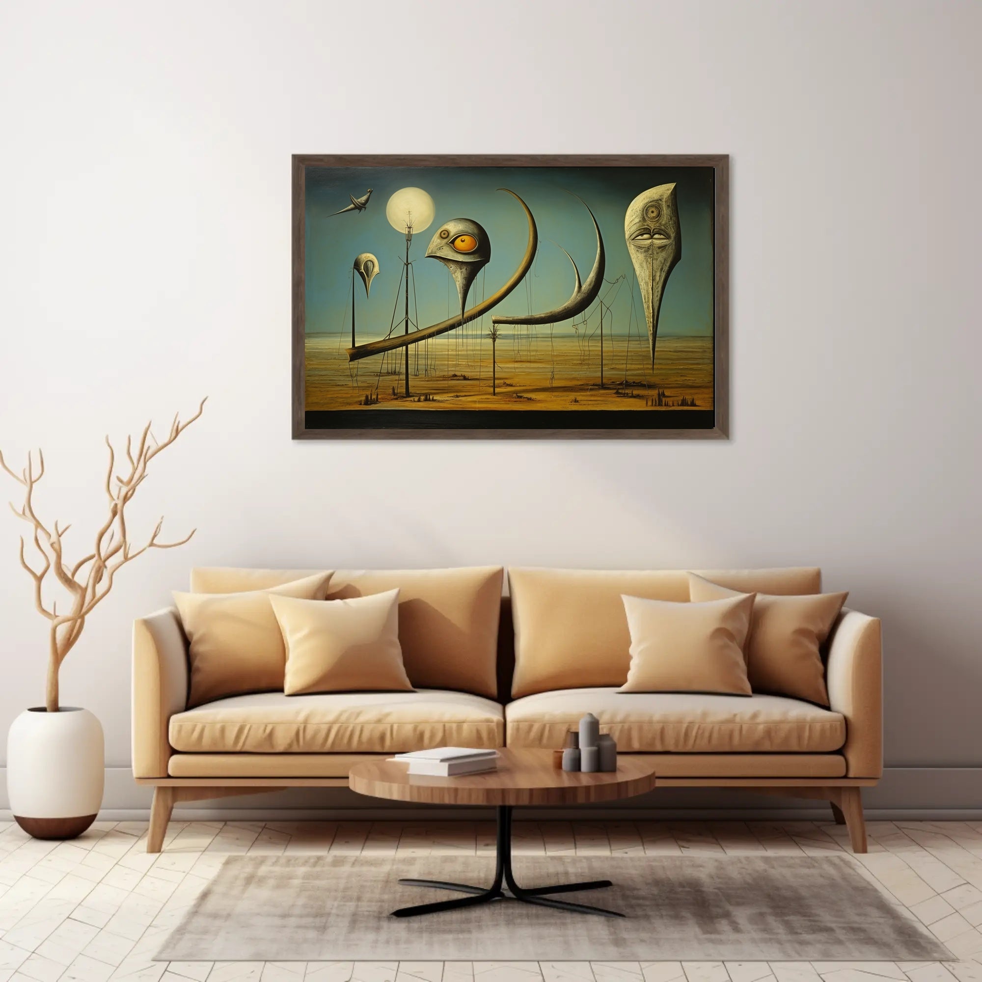 Surreal Birdscape in Otherworldly Realm: Abstract or Artistic Poster