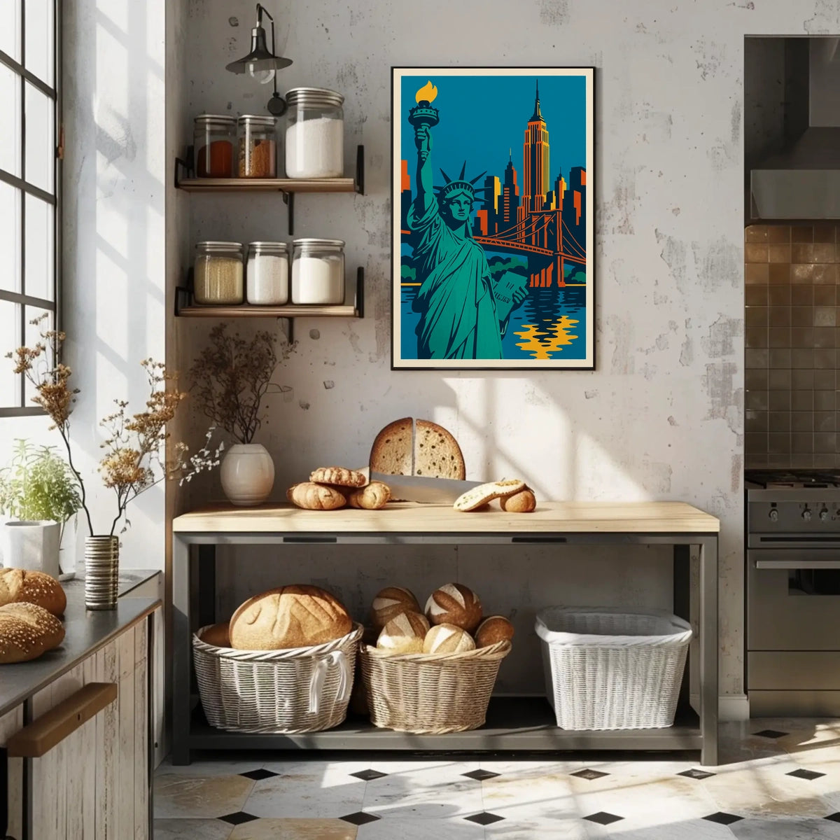 New York City Skyline Poster Retro Wall Art For Home Decor