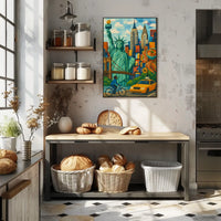 Iconic New York City Mosaic Art Poster Abstract Wall Art