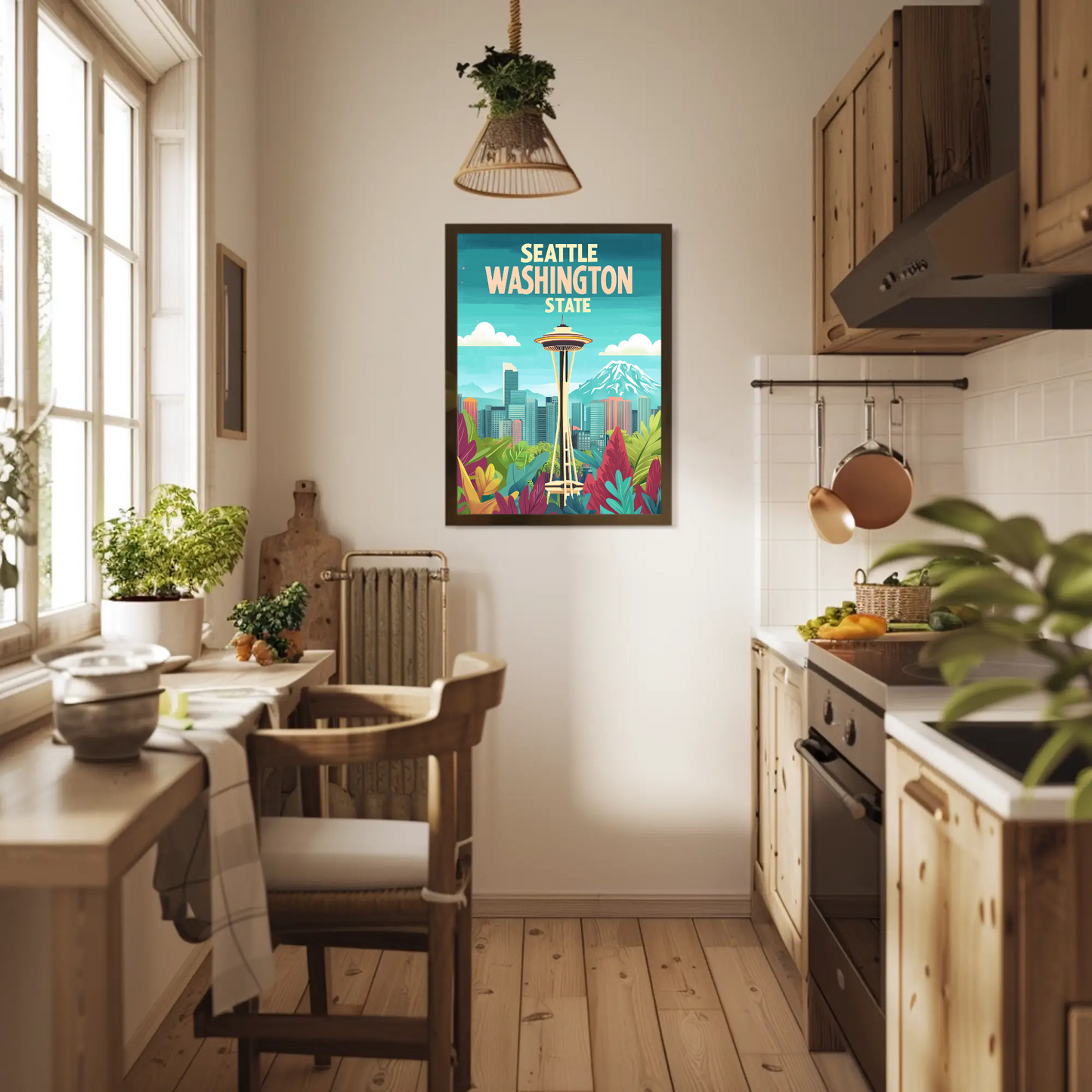 Seattle Washington State Vintage Style Poster