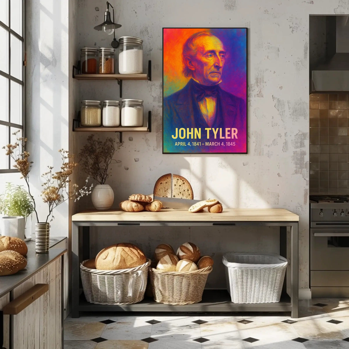 John Tyler 10th President of the United States Neon Gradient OverlayPoster
