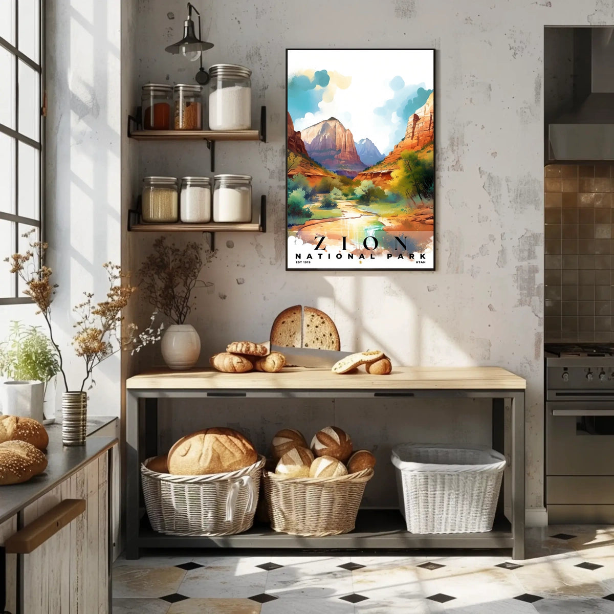 Zion Watercolor Wall Art Poster