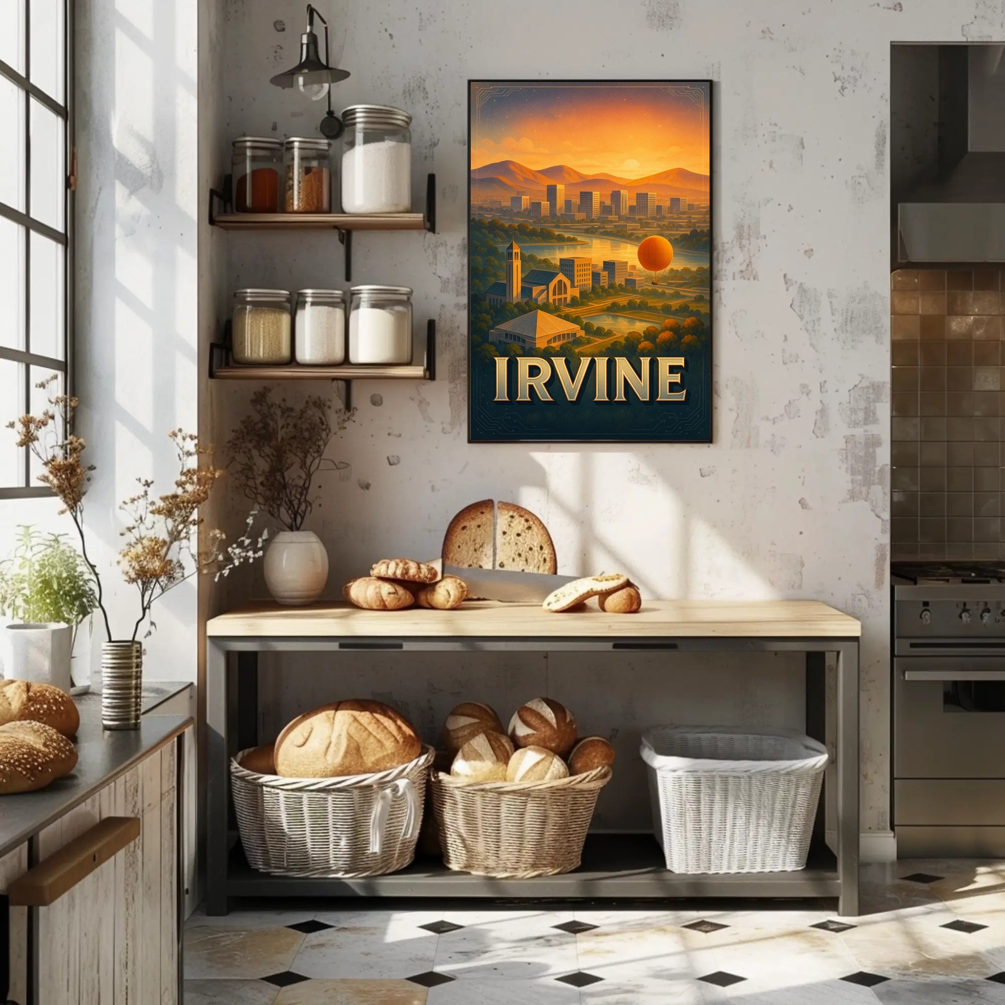 Irvine Cityscape Poster Modern Travel Wall Art Print