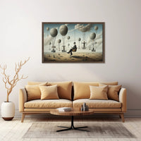 Surreal Hot Air Balloons on Desert Futuristic Sci-Fi Poster