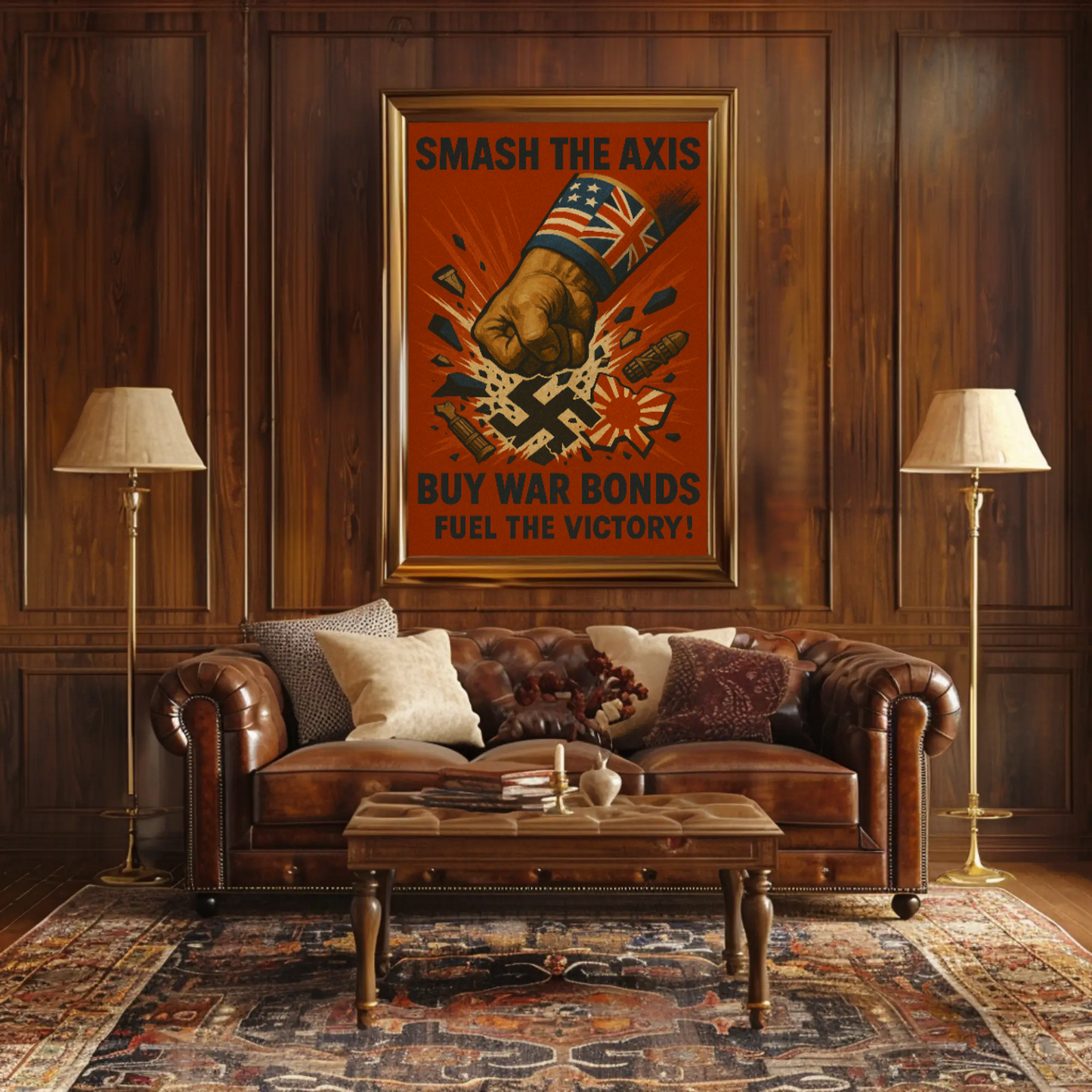 Defeat the Axis, Support the Allies WWII Poster