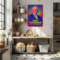 James Buchanan 15th President of the United States Neon Gradient Overlay Poster
