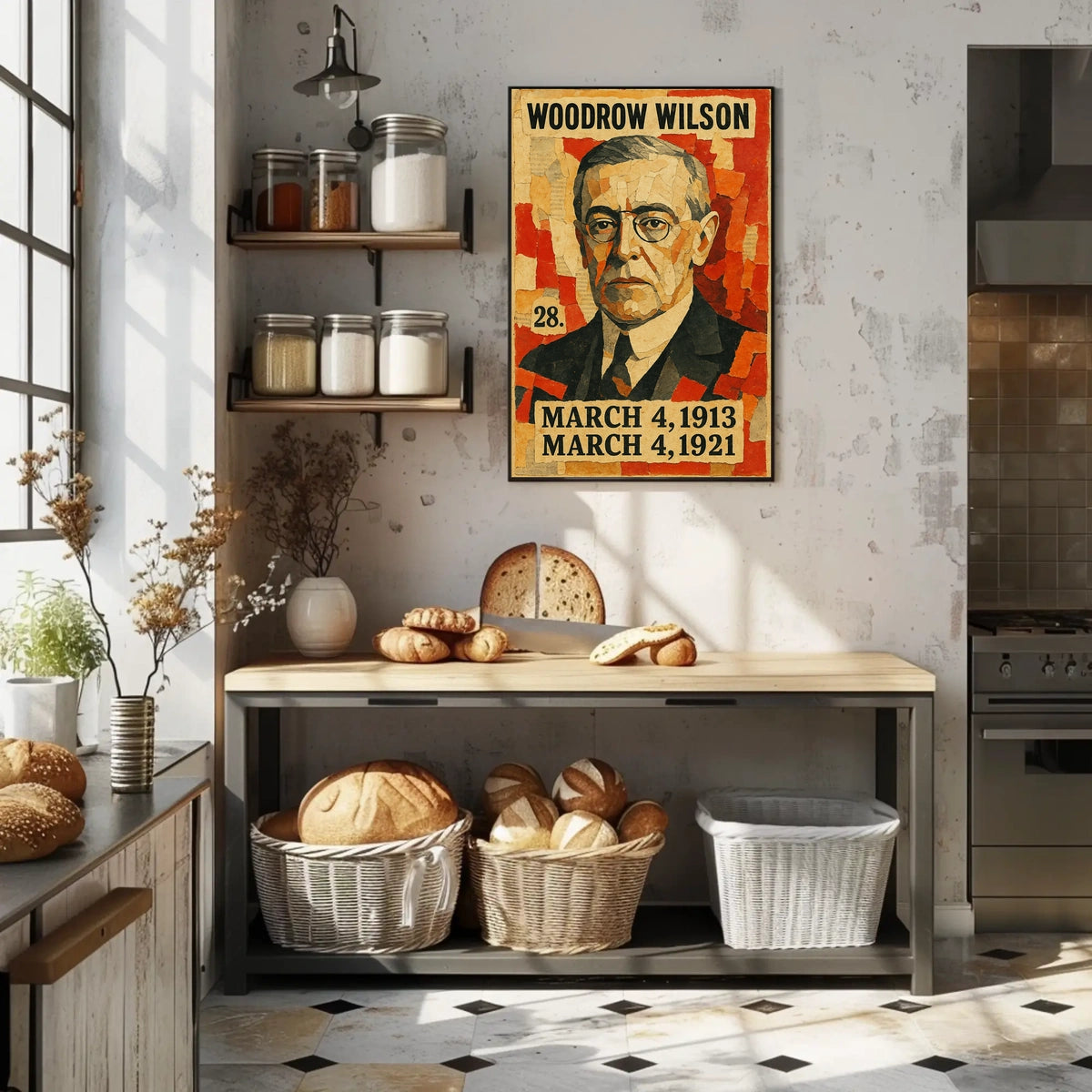Woodrow Wilson 28th President of the United States Layered paper Collage Poster