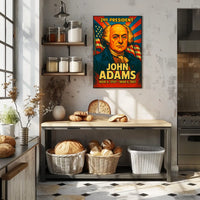 John Adams 2nd President of the United States Colorful Comic Book Style Poster