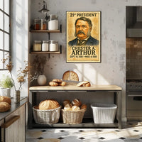 Chester A. Arthur 21st President of the United States Exaggerated Cartoon Sketch Poster