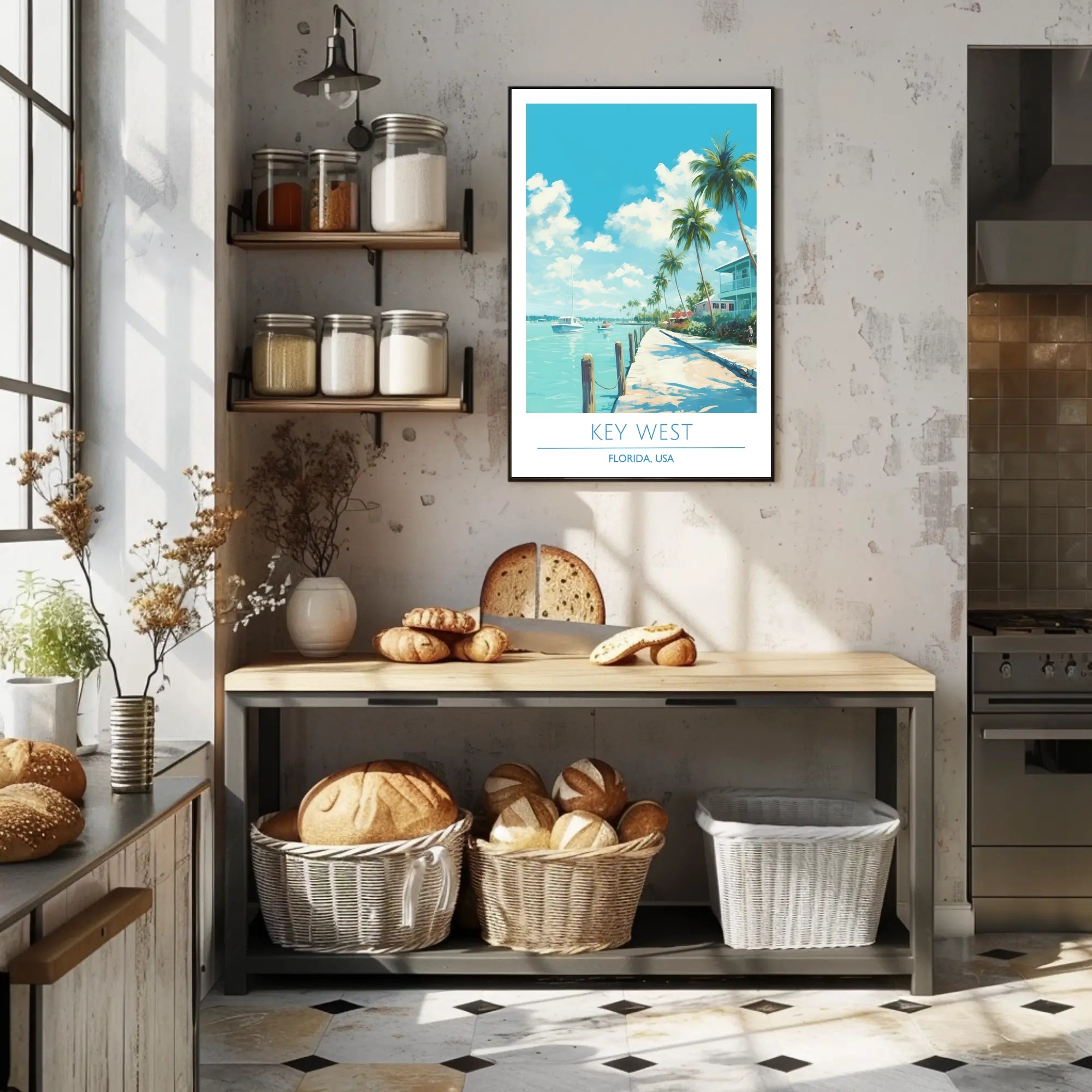 Key West Tropical Scene Travel Poster