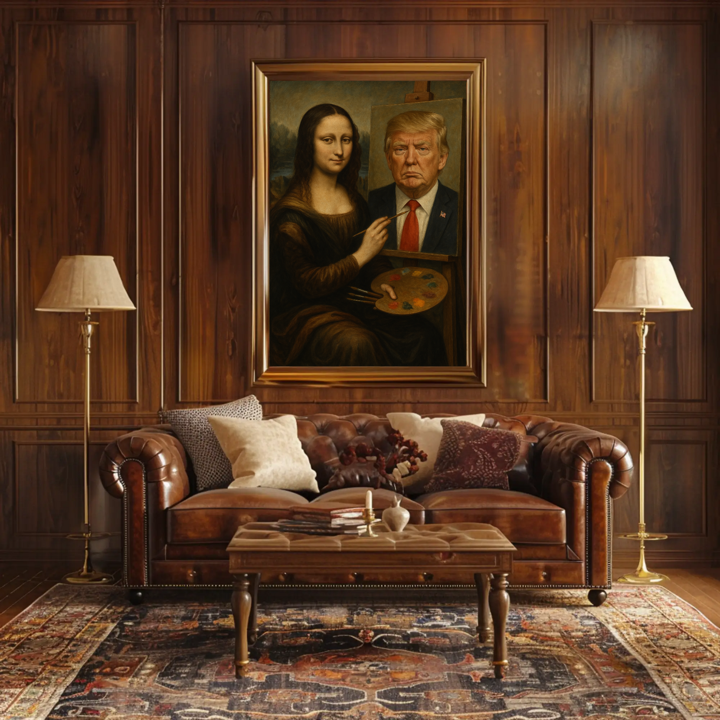 Mona Lisa Paints Trump Historical Parody Poster