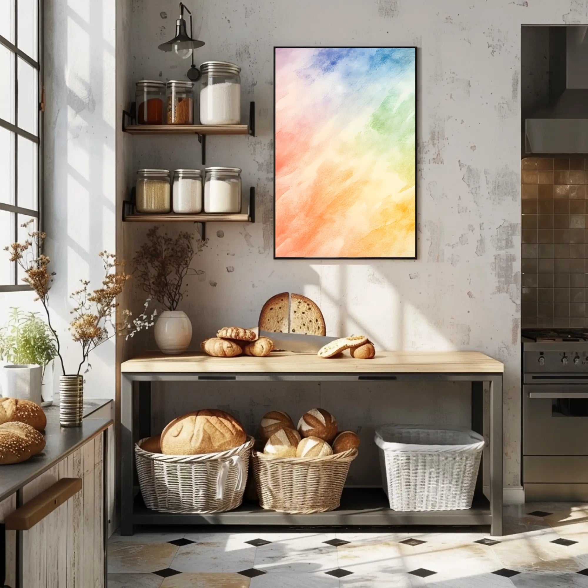 Watercolor Abstract Poster Colorful Modern Wall Art