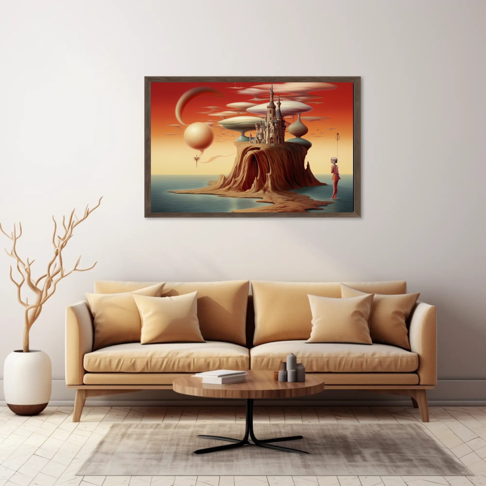 Whimsical Castle Fantasy Scene Surreal Art Poster